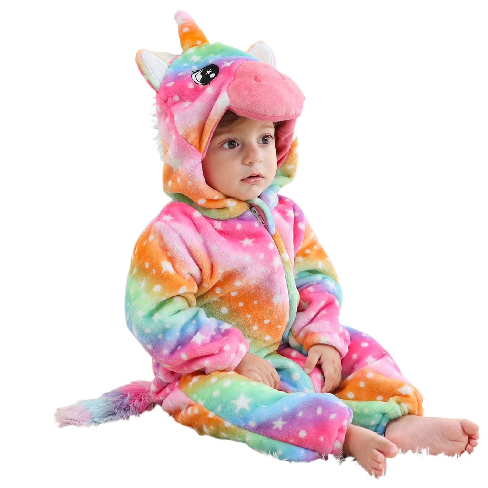 Lolanta Baby Toddler Girls Unicorn One-piece Fleece Hooded Rompers