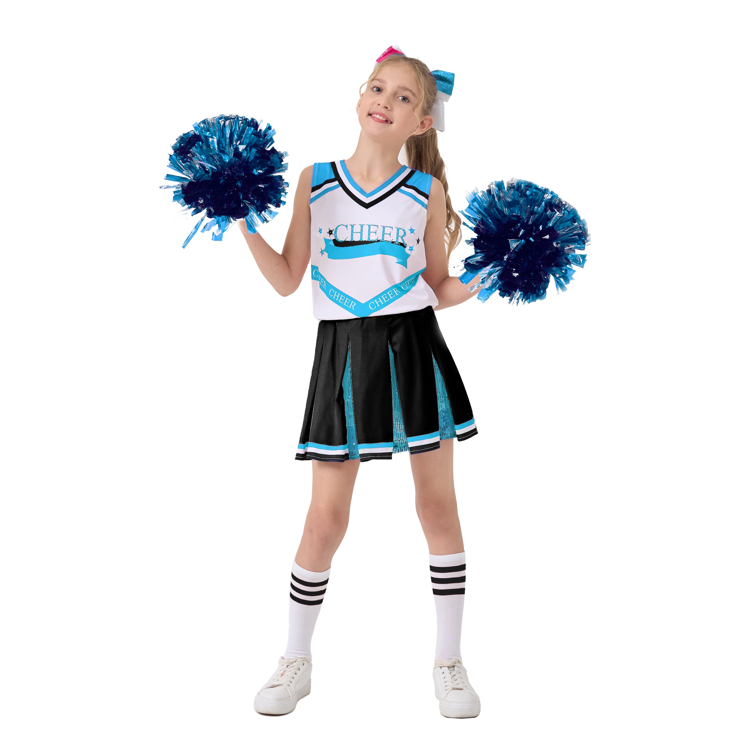 Girls Cheerleader Costumes Kids Halloween Costume Glitter Cheerleading Uniform