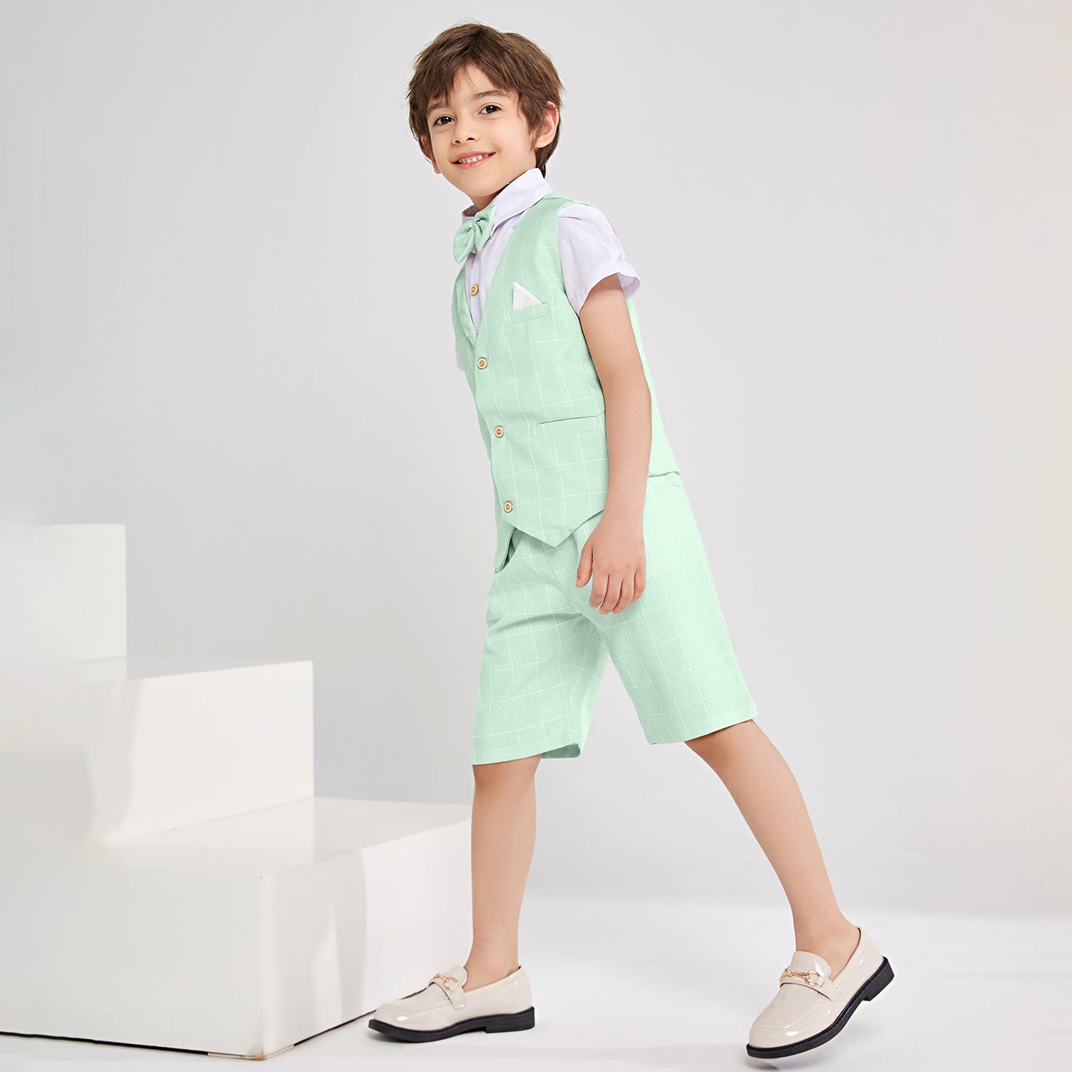 Boy Vest Short Sleeve Summer Formal Business Suit