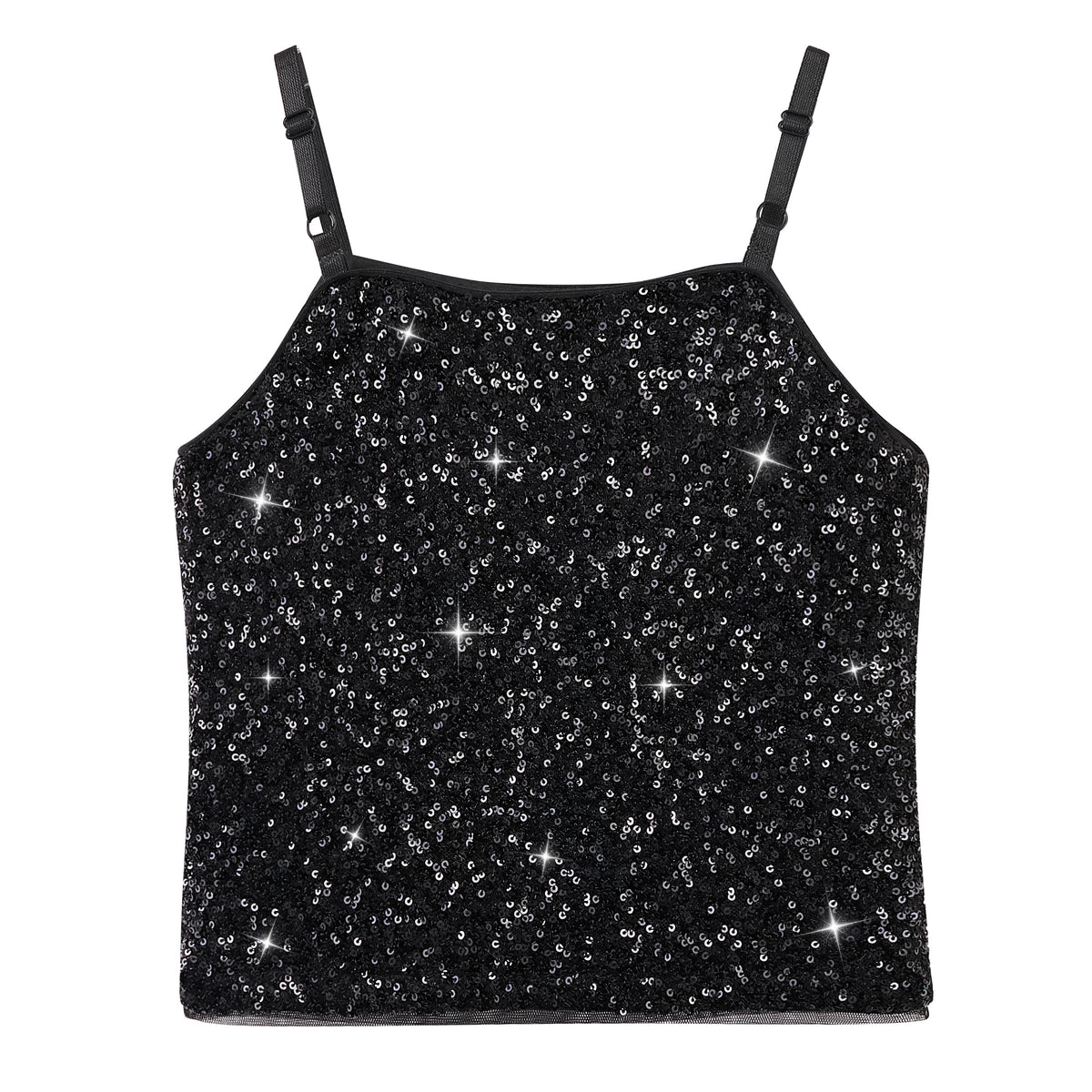 Girls Sequin Tank Tops Sparkly Camisole Stretchy Dance Shirt