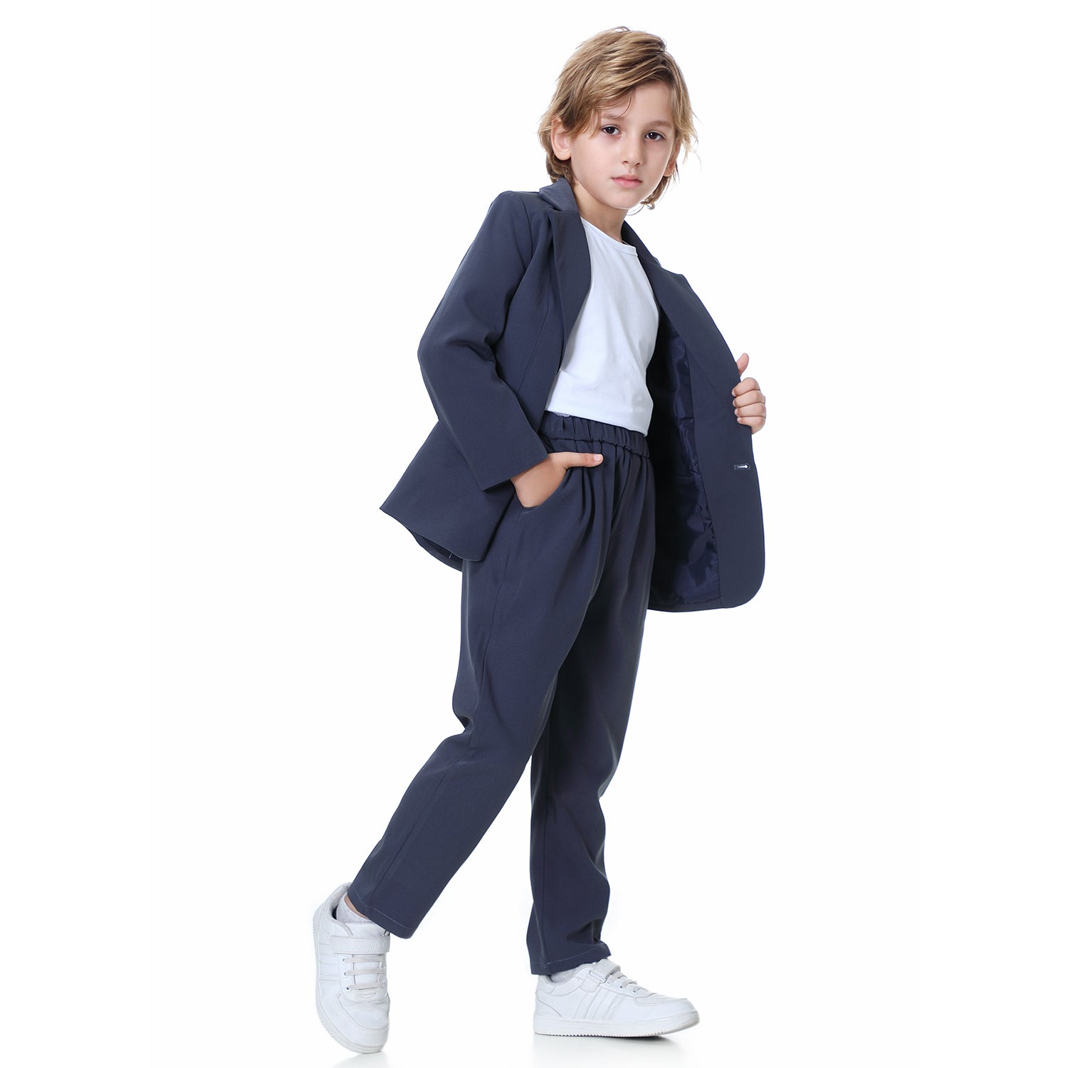Boys Casual Suits Wedding Outfits 2 Piece Gentleman Blazer and Pants Set
