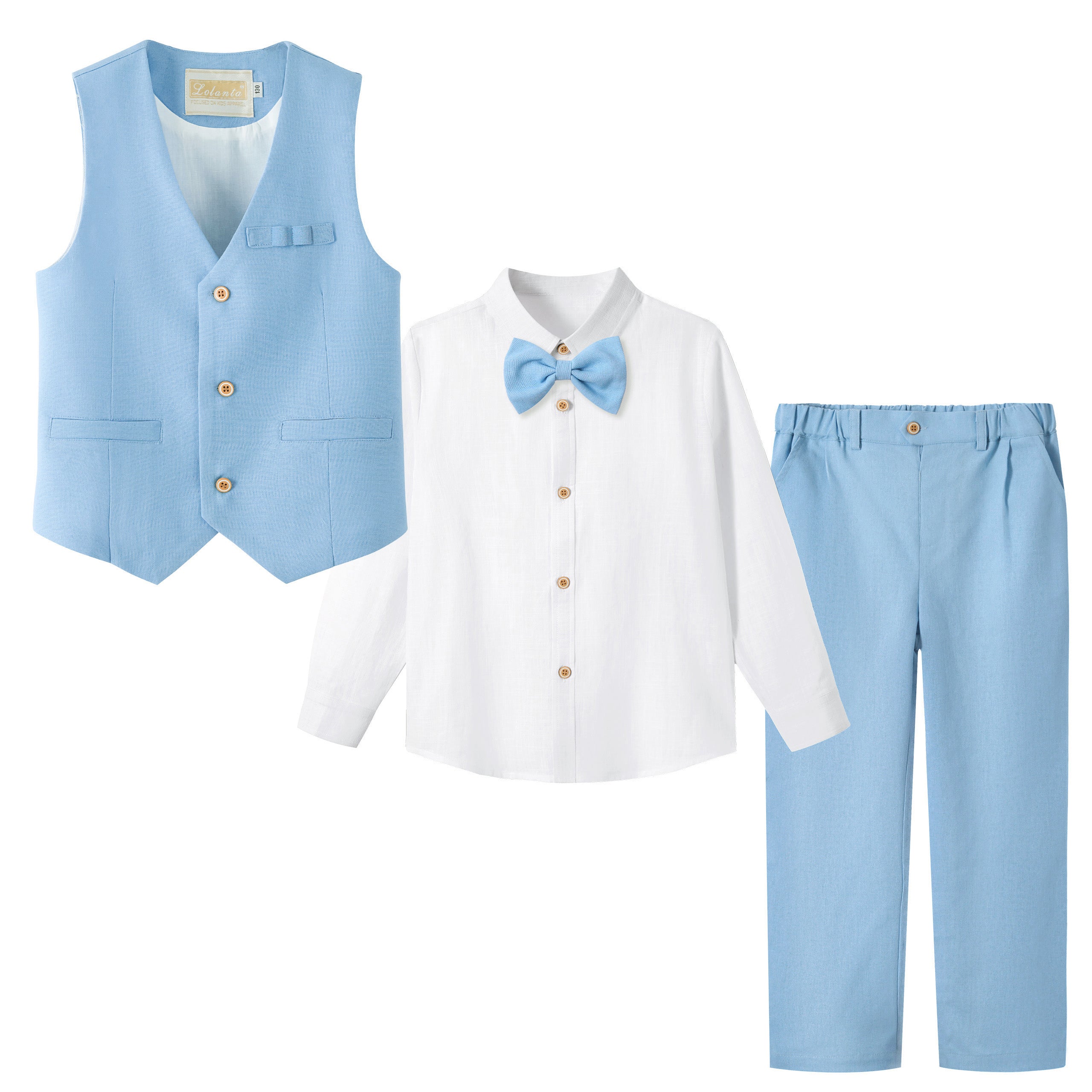 Boys Linen Suit Dress Clothes Kids Graduation Wedding Outfit