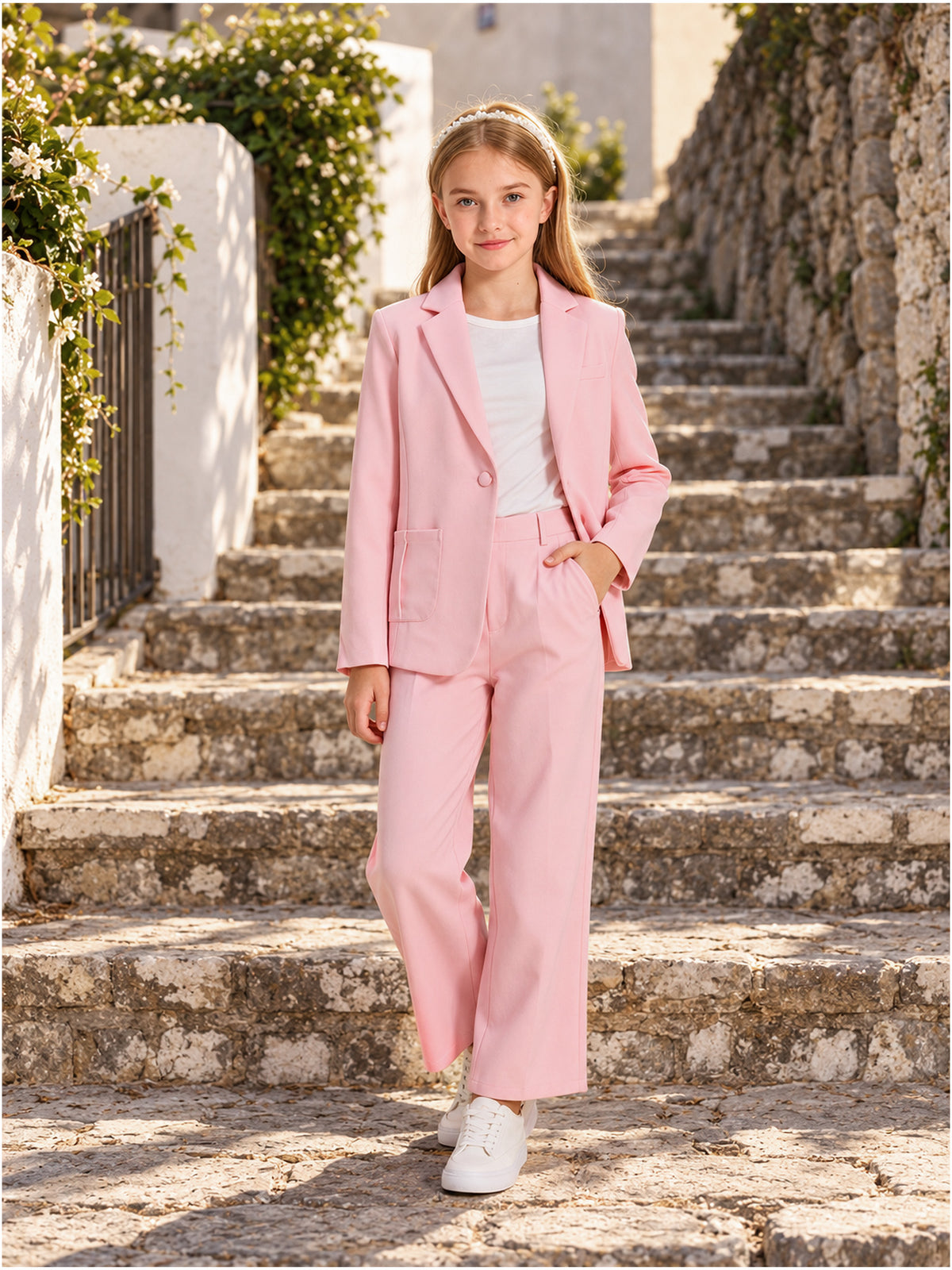 Girls Blazer Kids Lapel Suit Jacket Long Sleeve Coat