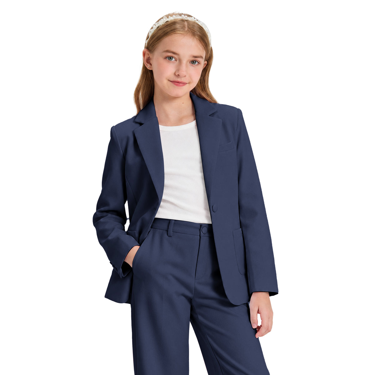 Girls Blazer Kids Lapel Suit Jacket Long Sleeve Coat
