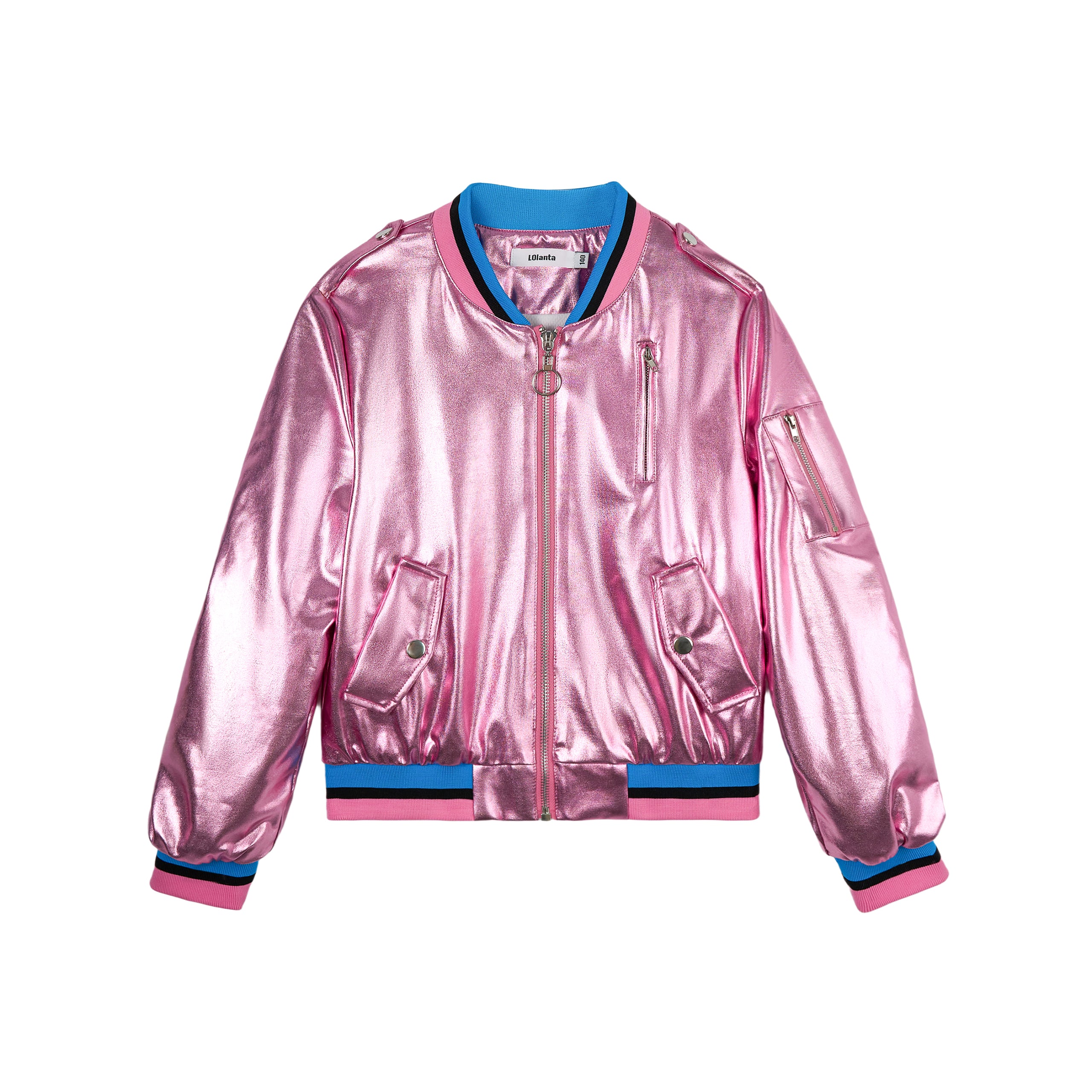 Kids Metallic Shiny Jacket Lightweight Y2K Disco Streetwear Girls Bomber Jacket