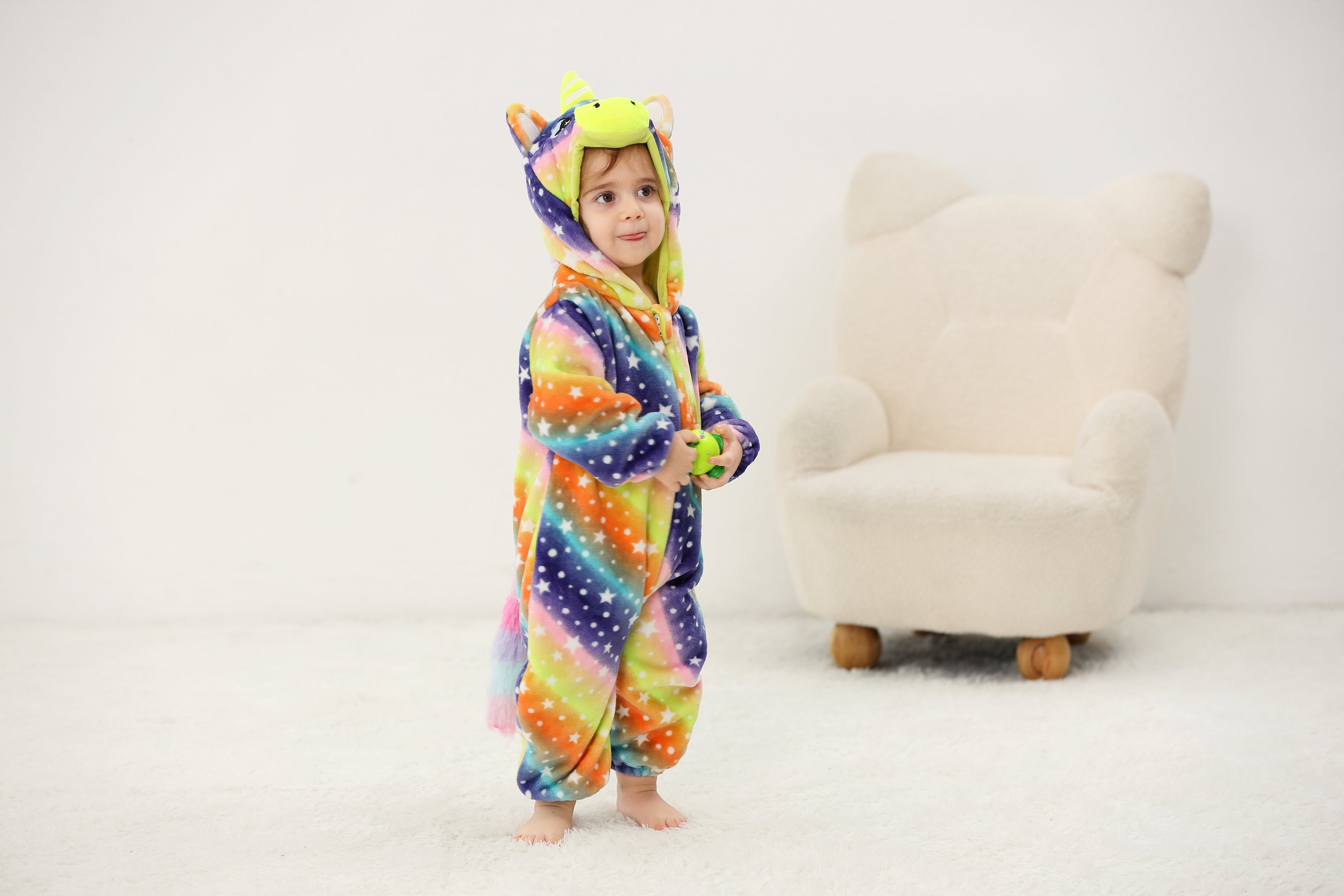 Lolanta Baby Toddler Girls Unicorn One-piece Fleece Hooded Rompers