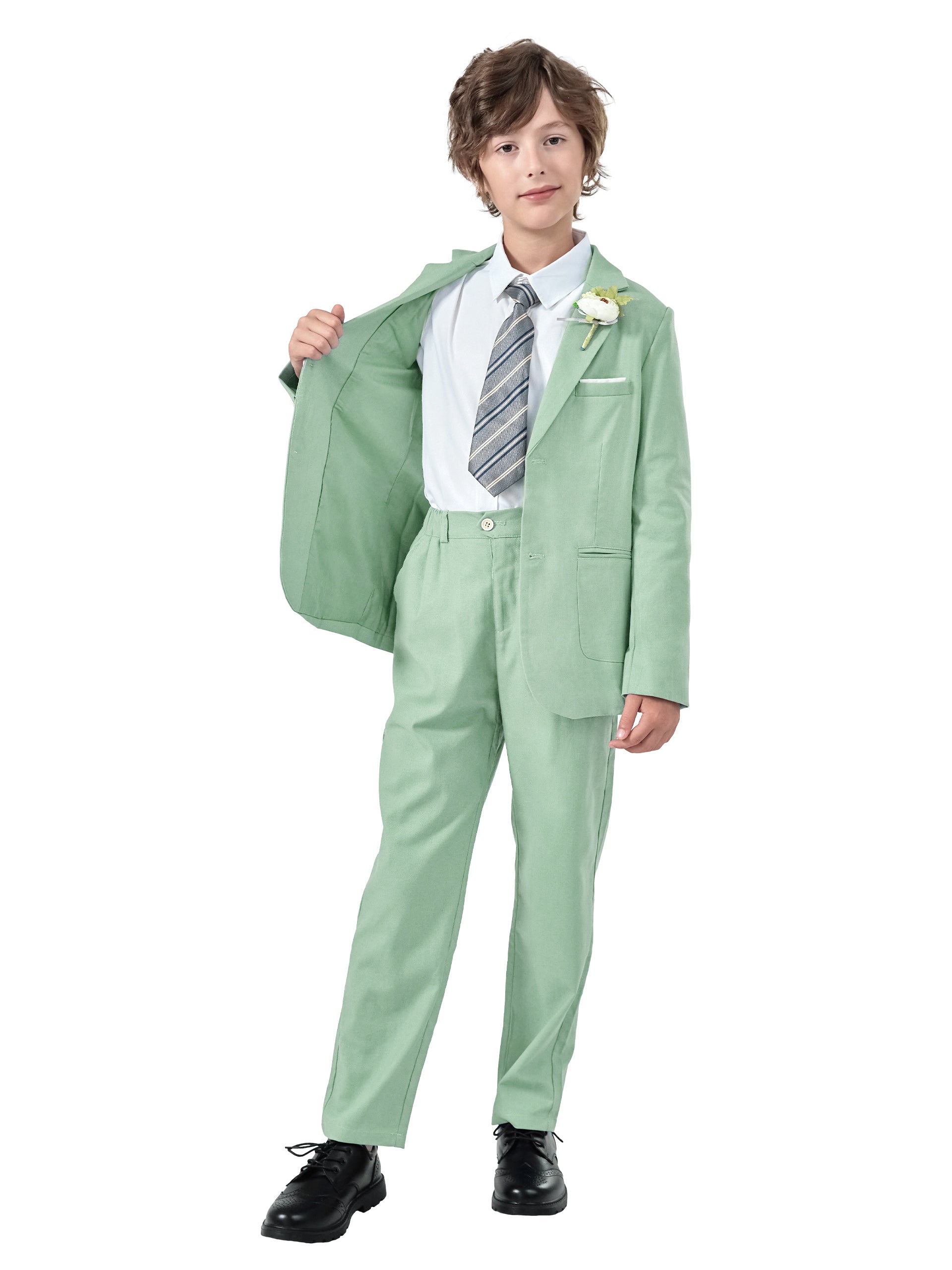 Boys Linen Suit Slim Fit Kids Lightweight Suit