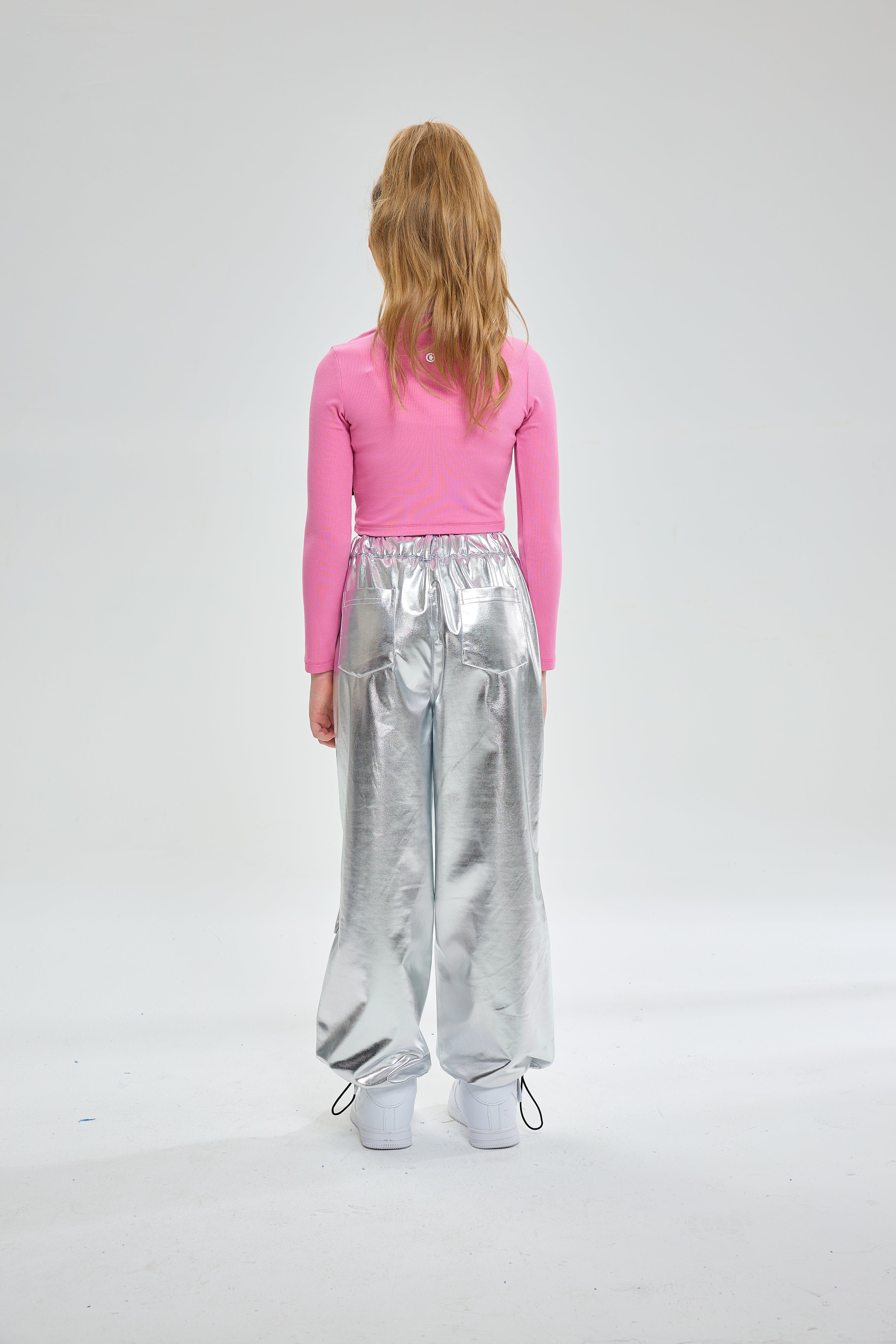 Girls Metallic Jogger Pants Shiny Jazz Street Hip Hip Dance Pants