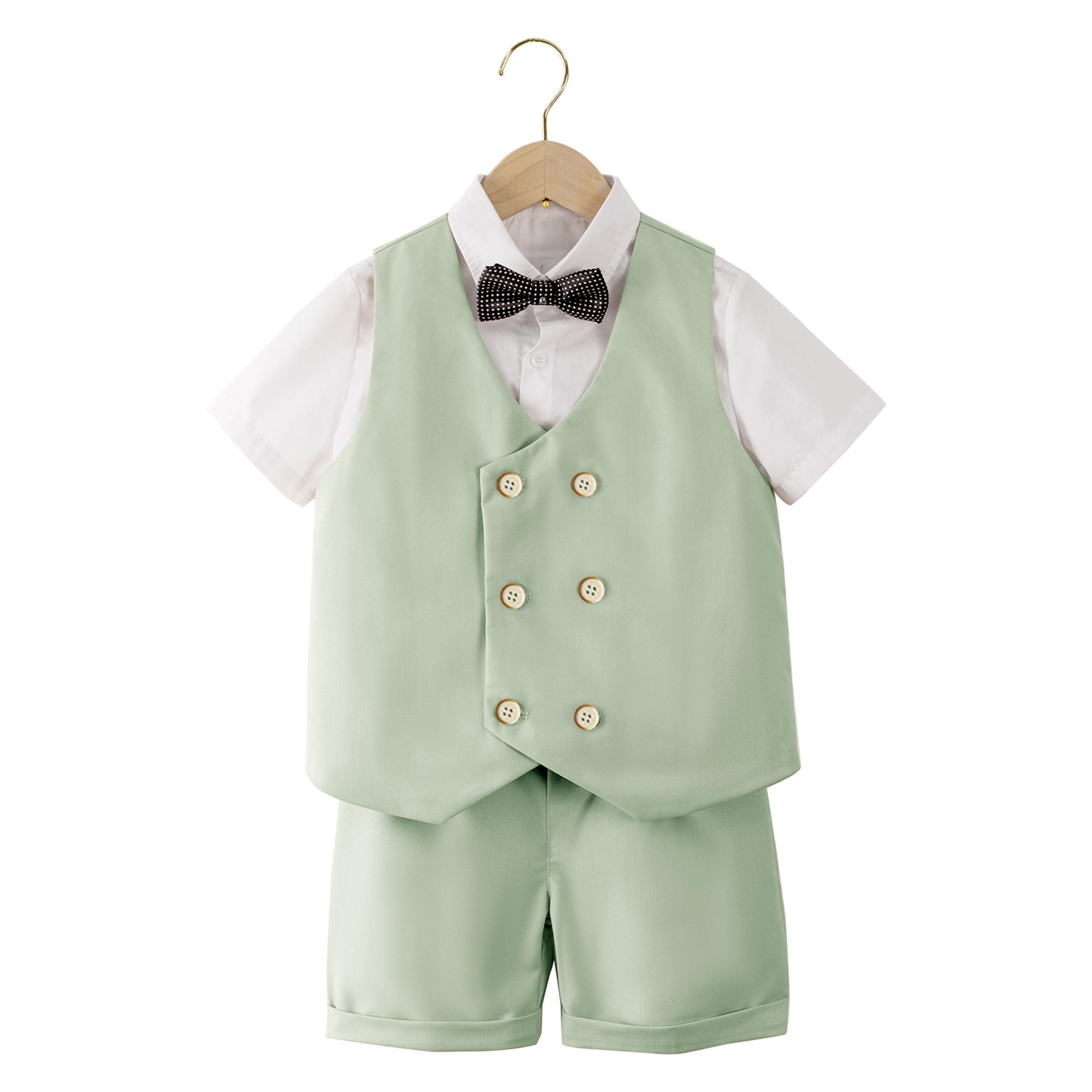 Summer Boys Suit, 4Pcs Kids Waistcoat Tuxedo Wedding Ring Bearer Outfit