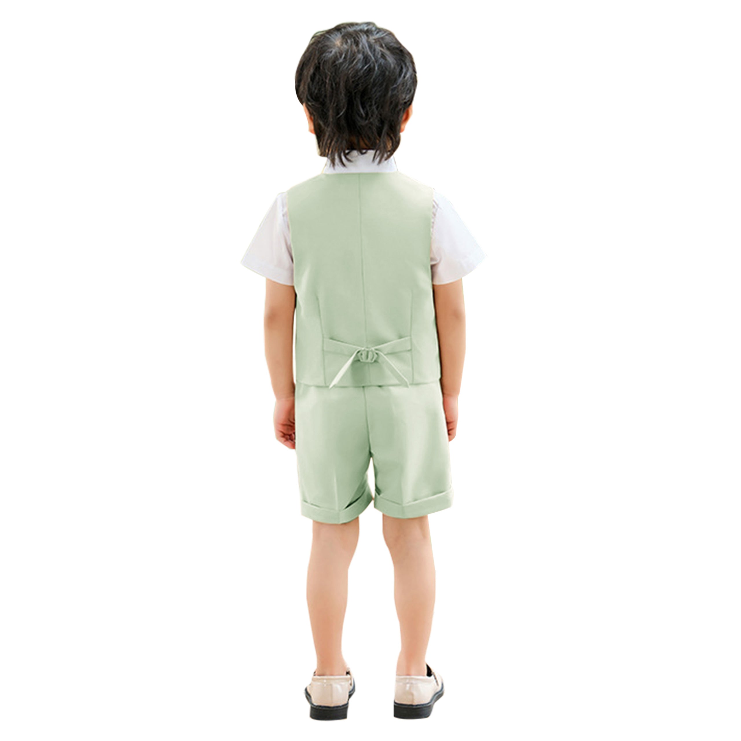 Summer Boys Suit, 4Pcs Kids Waistcoat Tuxedo Wedding Ring Bearer Outfit