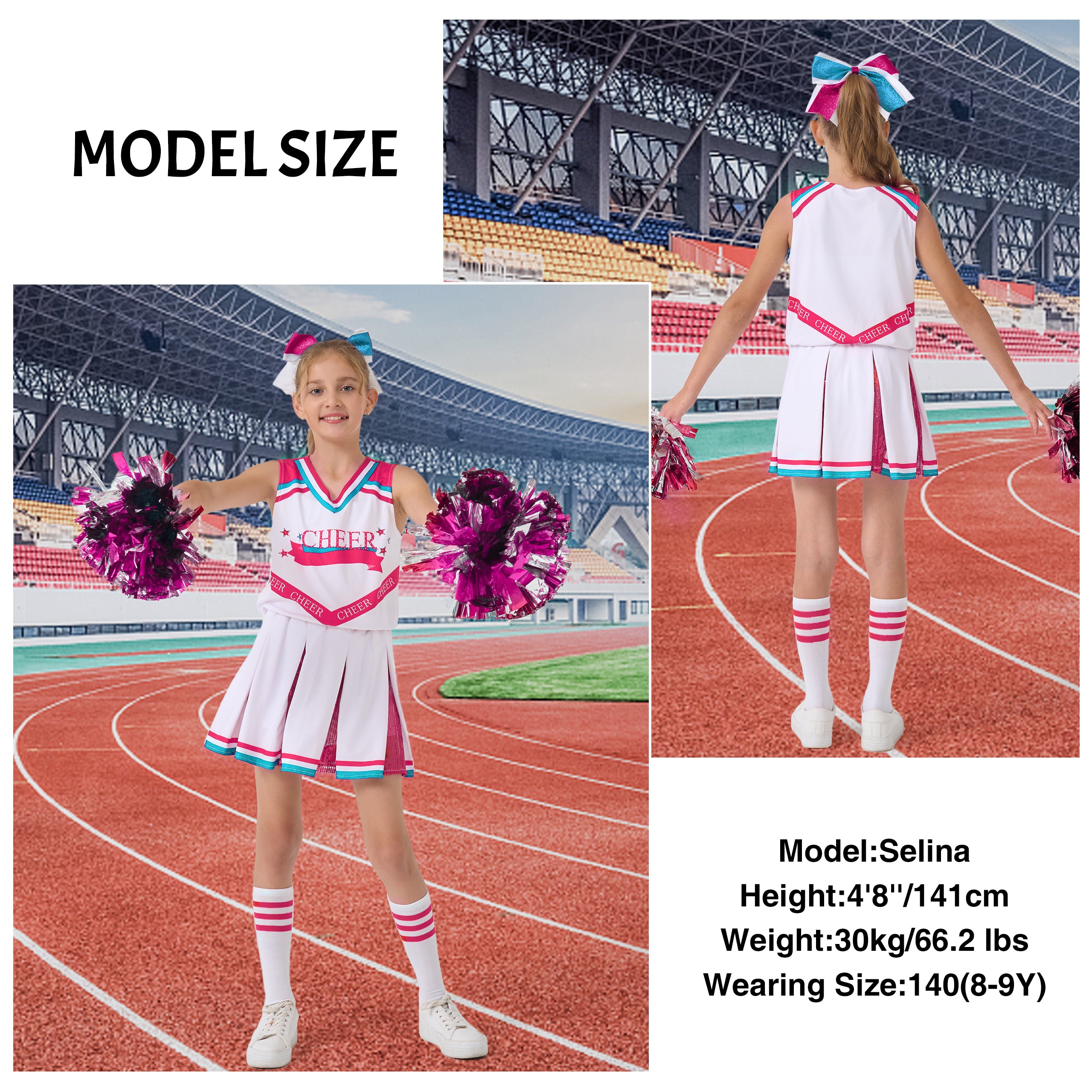 Girls Cheerleader Costumes Kids Halloween Costume Glitter Cheerleading Uniform