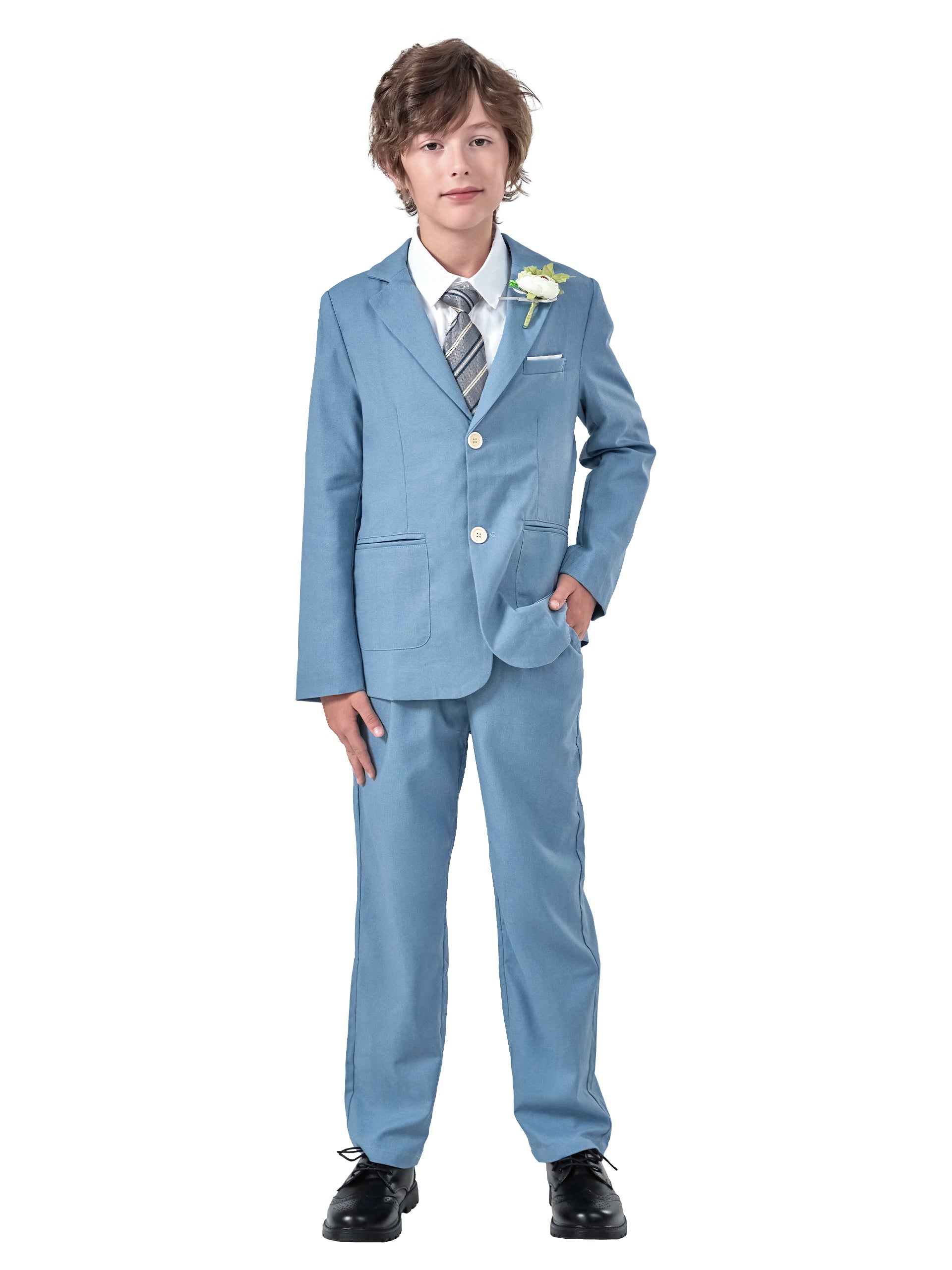 Boys Linen Suit Slim Fit Kids Lightweight Suit