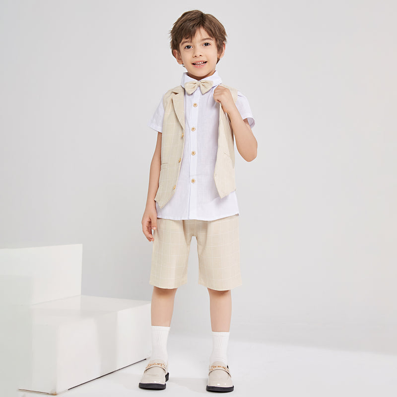 Boy Vest Short Sleeve Summer Formal Business Suit