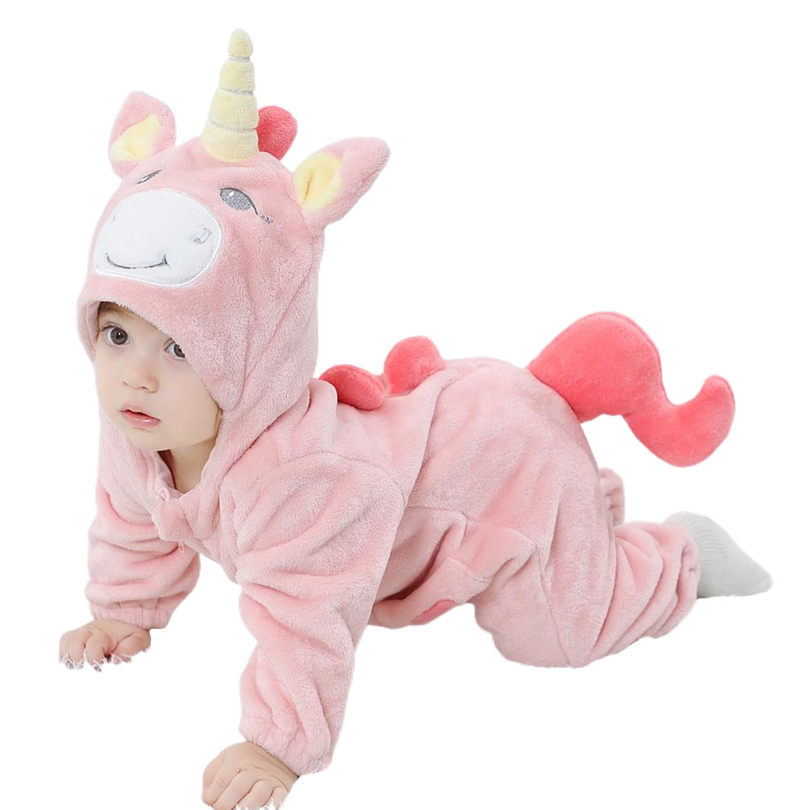 Lolanta Baby Toddler Girls Unicorn One-piece Fleece Hooded Rompers