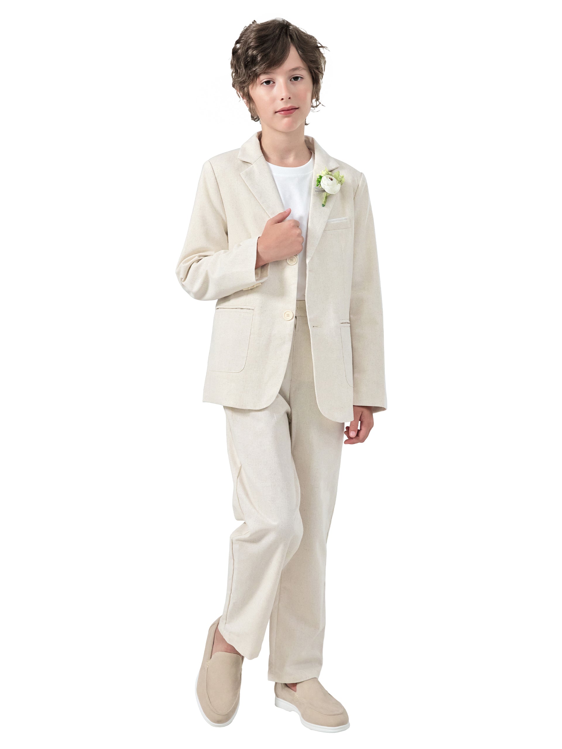 Boys Linen Suit Slim Fit Kids Lightweight Suit
