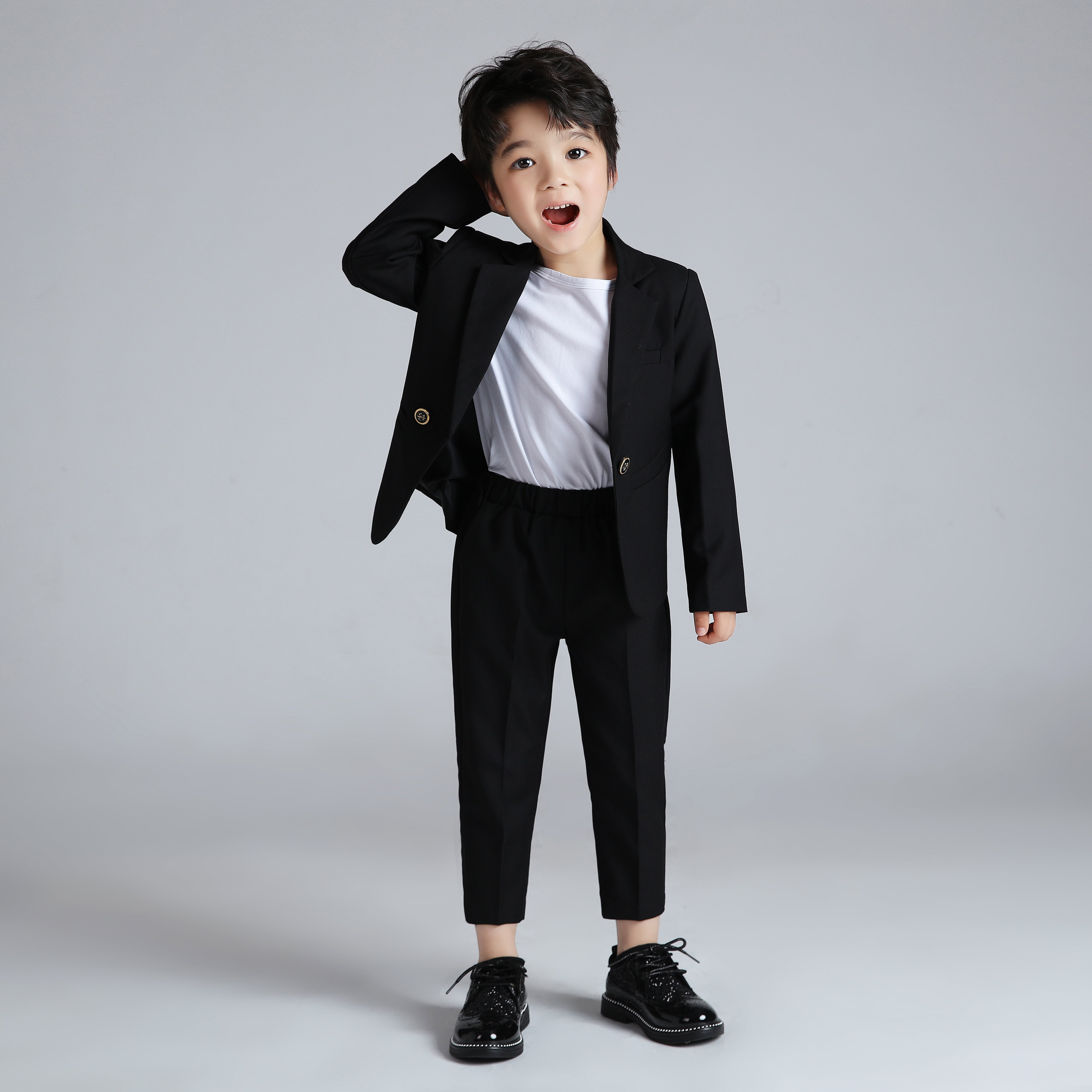Boys Casual Suits Wedding Outfits 2 Piece Gentleman Blazer and Pants Set