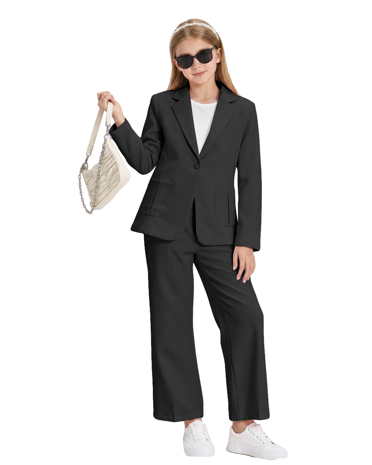 Girls Blazer Kids Lapel Suit Jacket Long Sleeve Coat