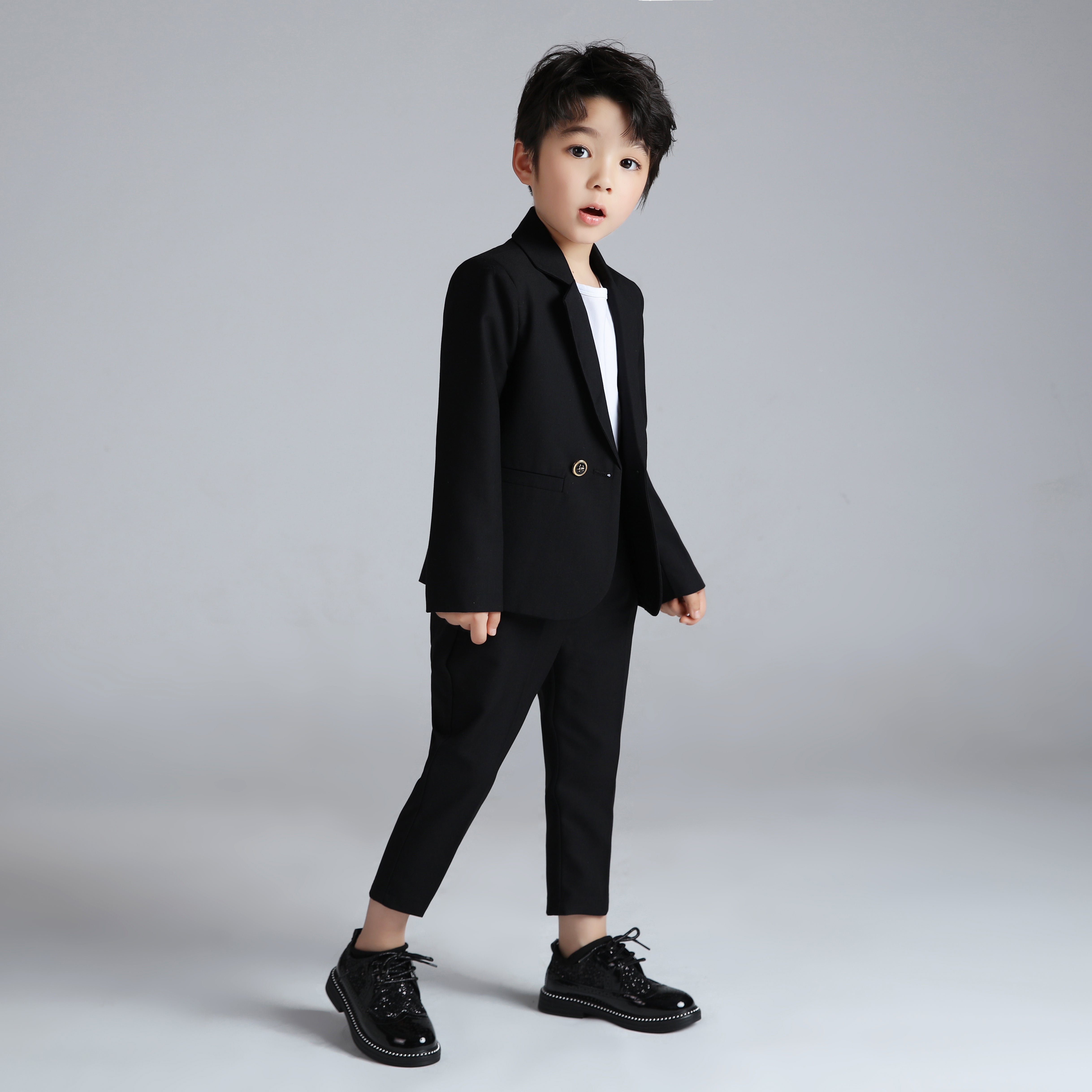 Boys Casual Suits Wedding Outfits 2 Piece Gentleman Blazer and Pants Set