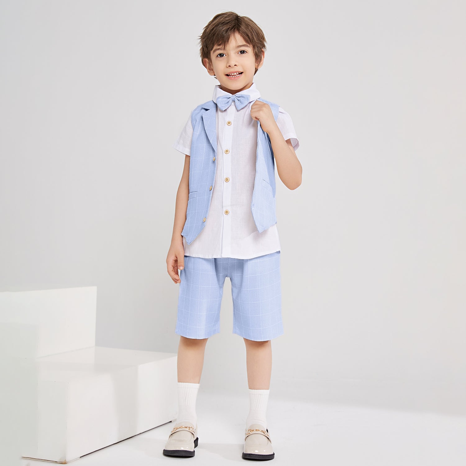 Boy Vest Short Sleeve Summer Formal Business Suit