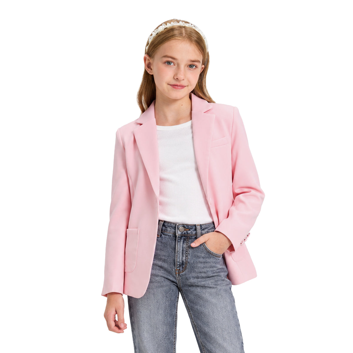 Girls Blazer Kids Lapel Suit Jacket Long Sleeve Coat