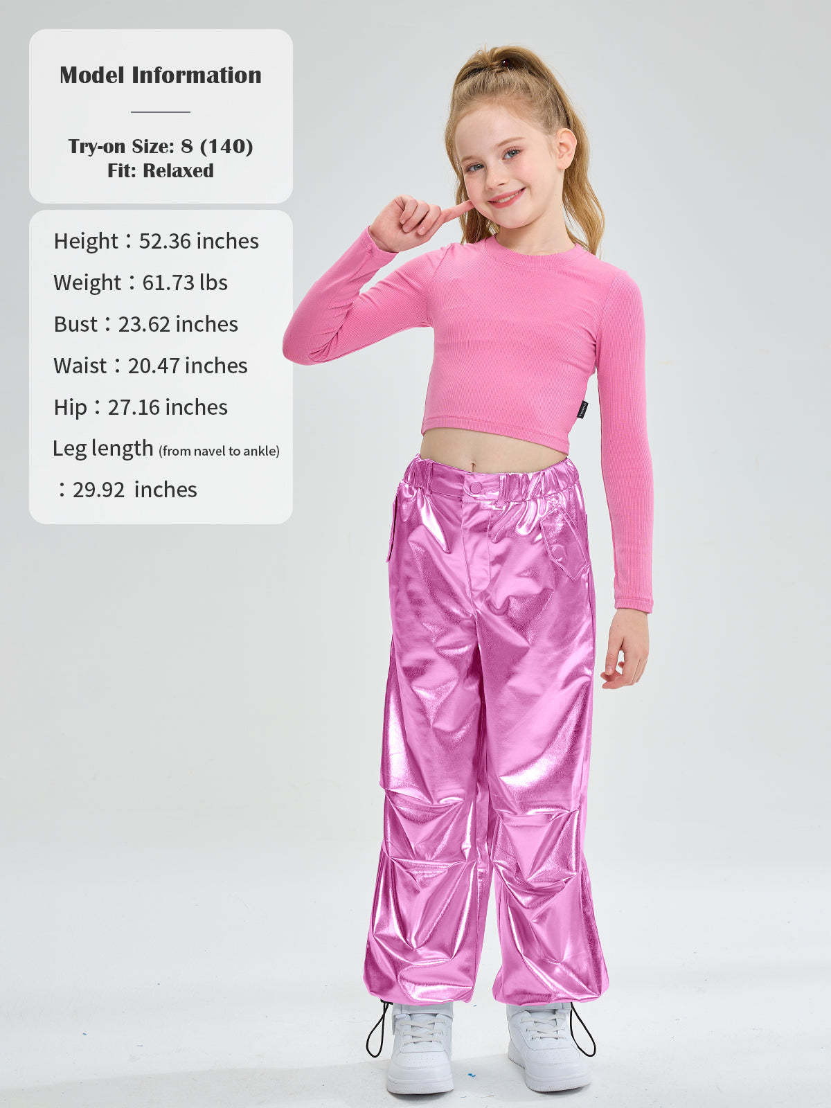 Girls Metallic Jogger Pants Shiny Jazz Street Hip Hip Dance Pants