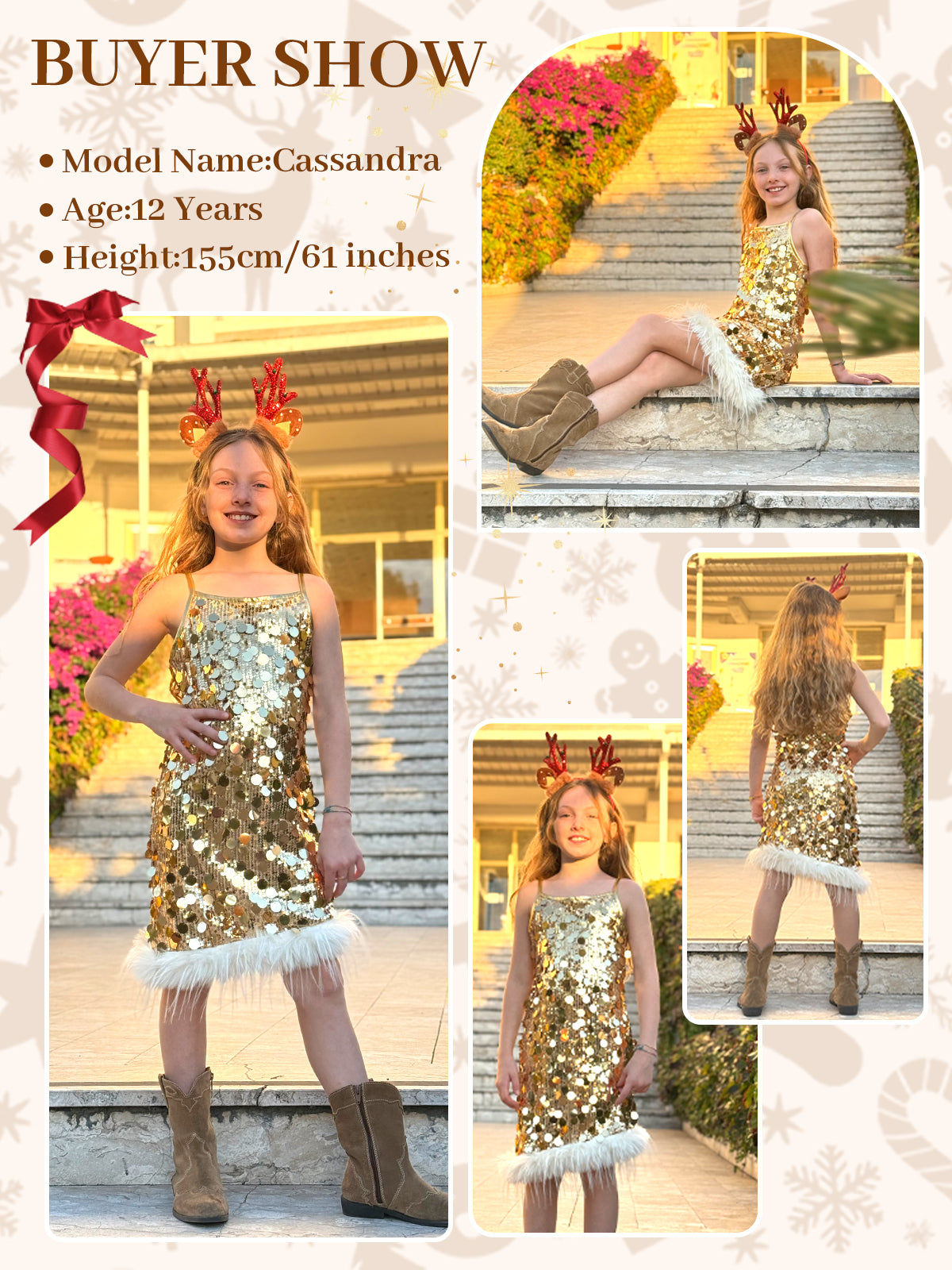 Girls Sequin Dress Kids Sparkly Gown for Christmas Birthday Party Wedding