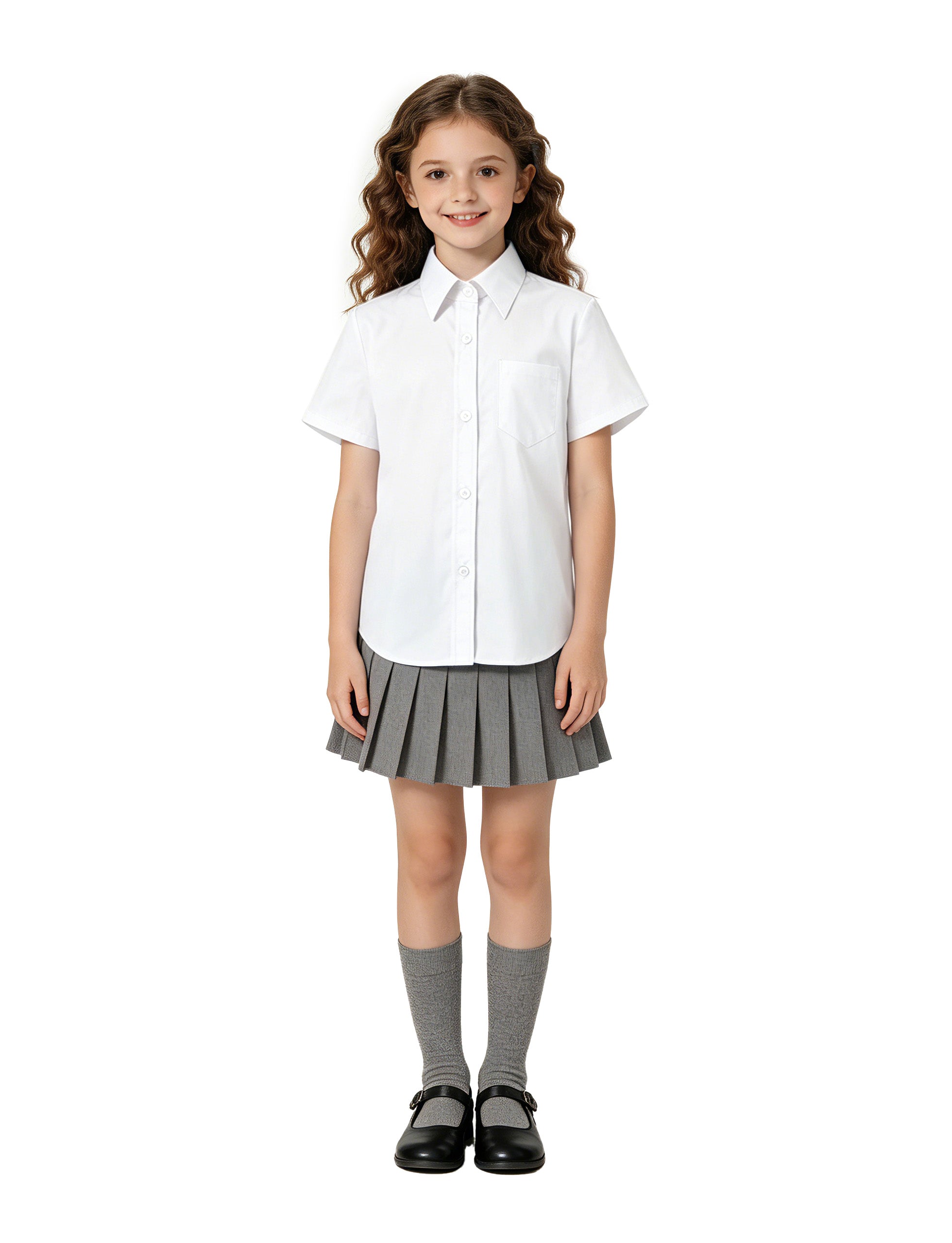 Girls Short Sleeve Button Down Shirts