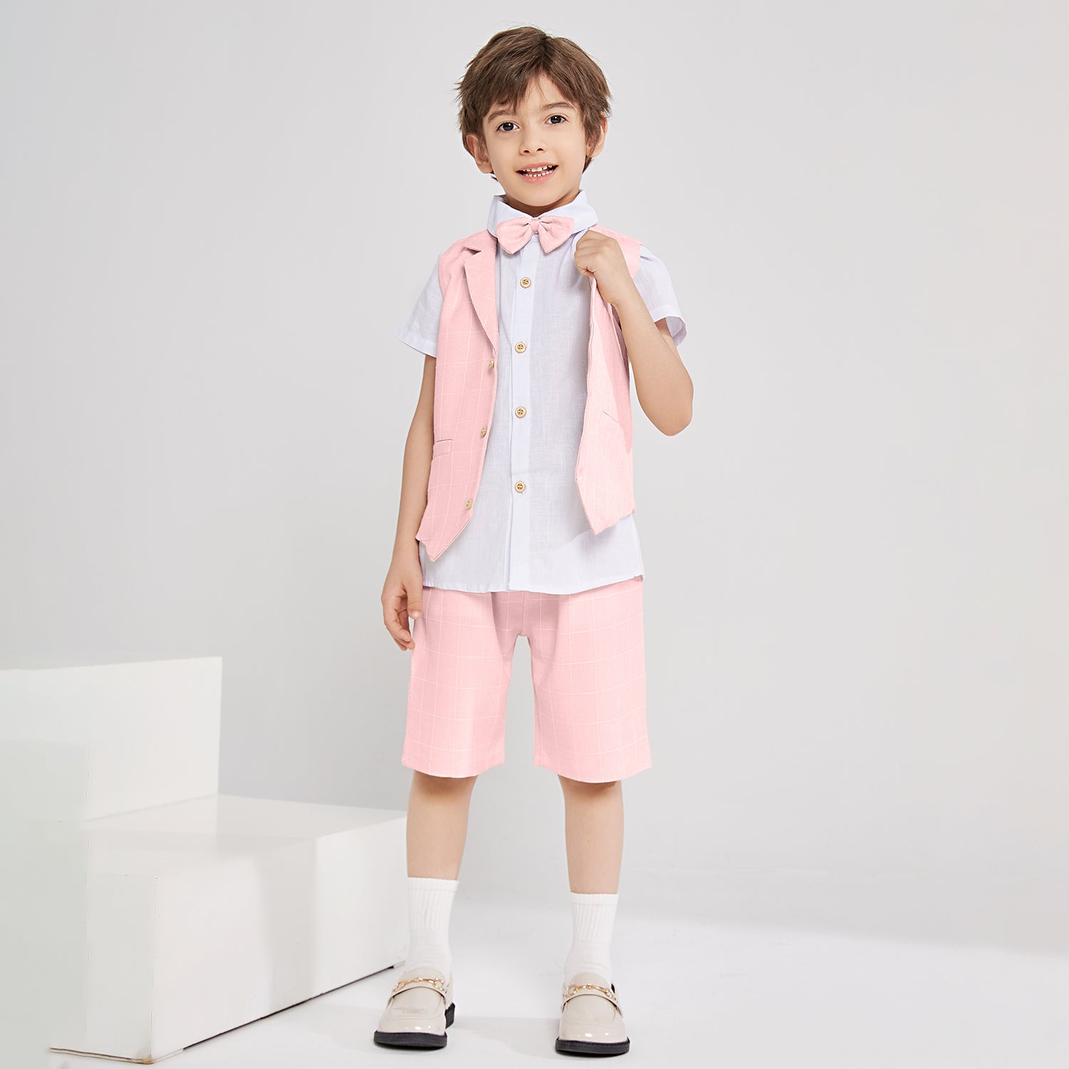 Boy Vest Short Sleeve Summer Formal Business Suit