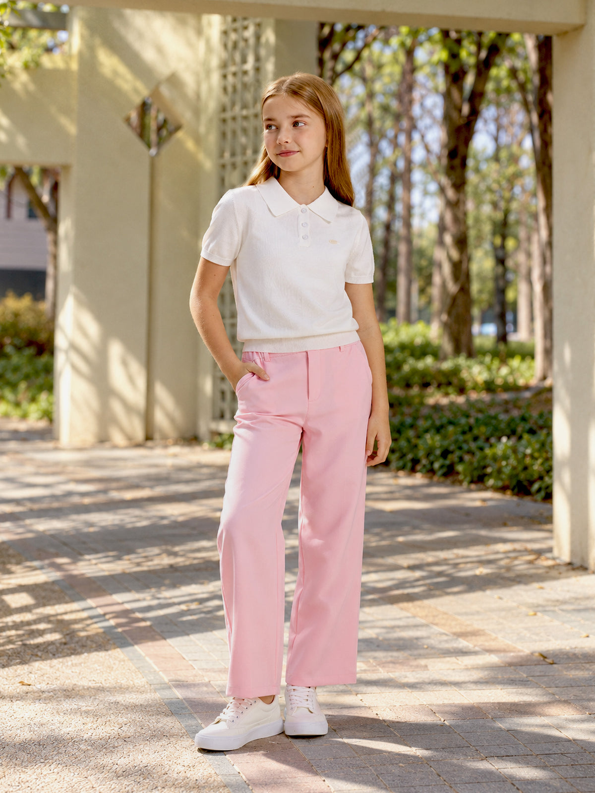 Girls Dress Pants Wide Leg Kids School Uniform Slacks