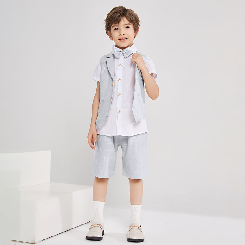 Boy Vest Short Sleeve Summer Formal Business Suit