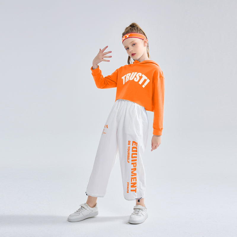 [VIP]Girls Hip Hop Cropped Hoodie Joggers Party Clothes Set