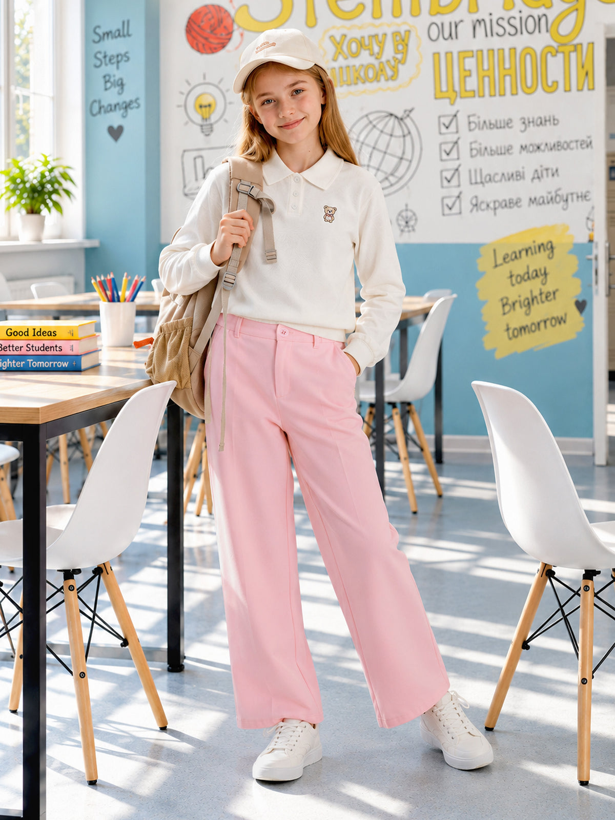 Girls Dress Pants Wide Leg Kids School Uniform Slacks