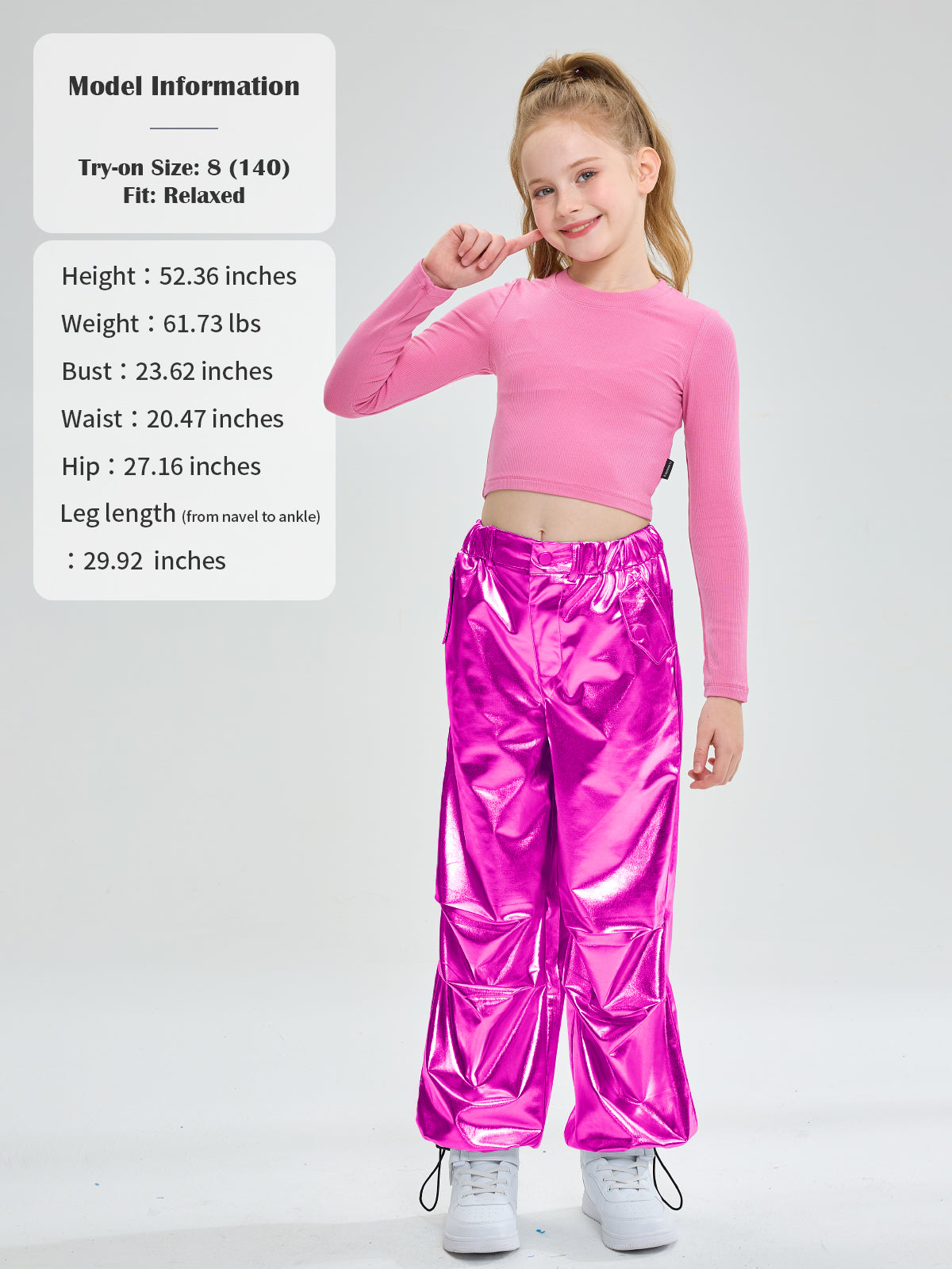 Girls Metallic Jogger Pants Shiny Jazz Street Hip Hip Dance Pants