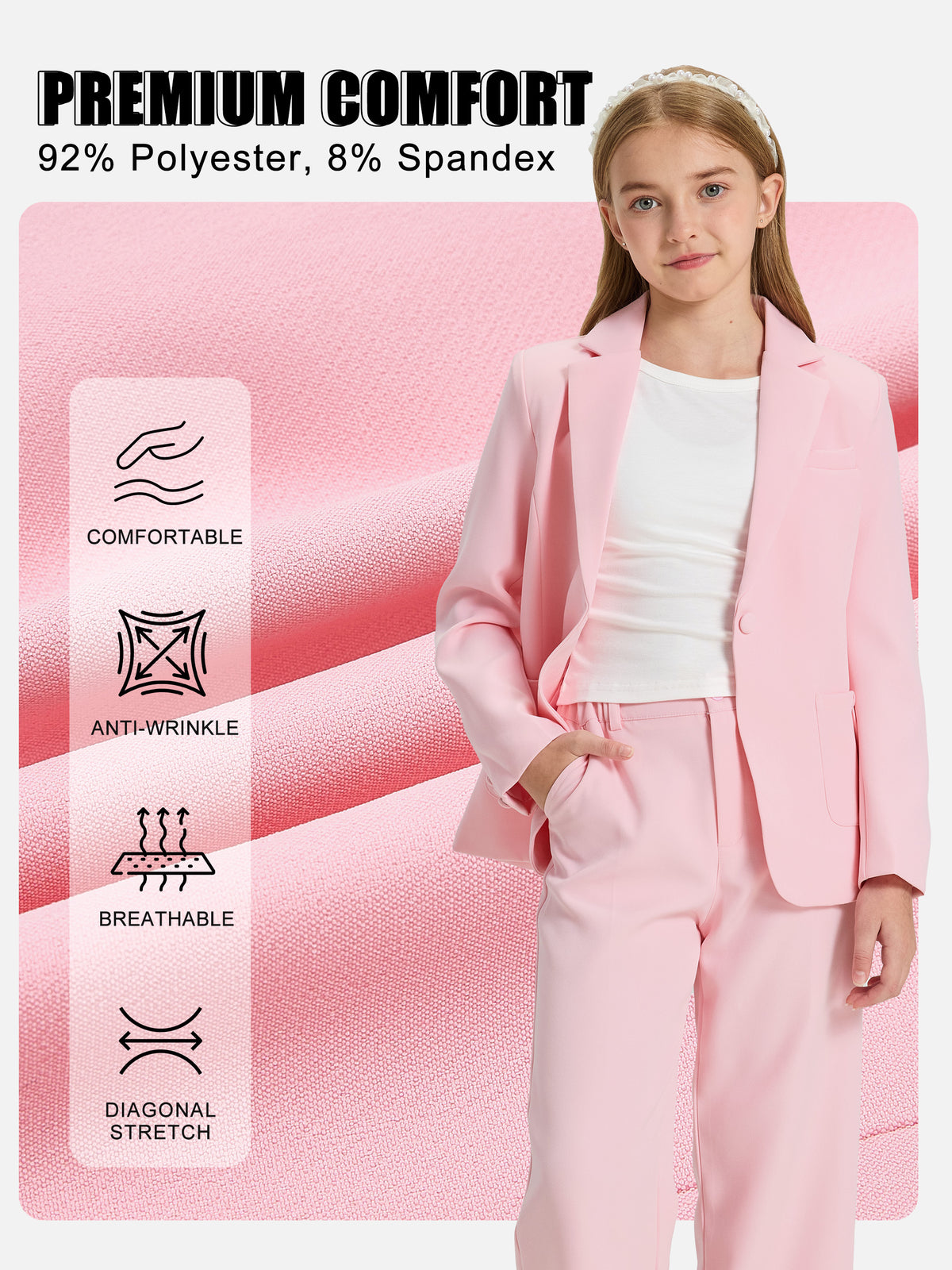 Girls Blazer Kids Lapel Suit Jacket Long Sleeve Coat