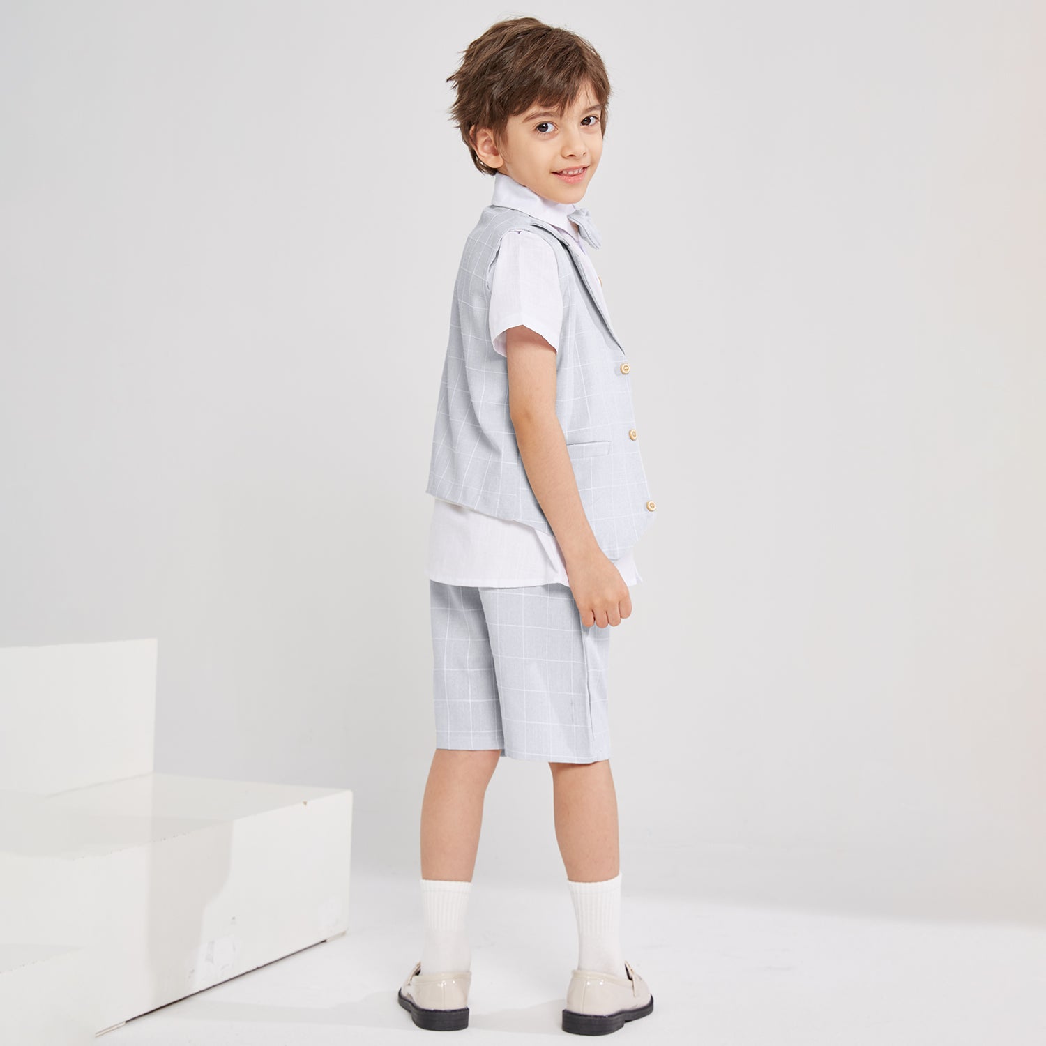 Boy Vest Short Sleeve Summer Formal Business Suit