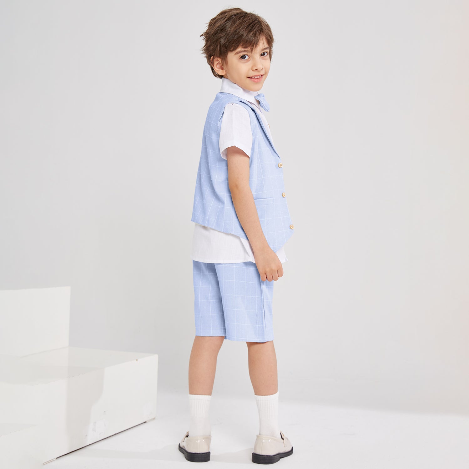 Boy Vest Short Sleeve Summer Formal Business Suit