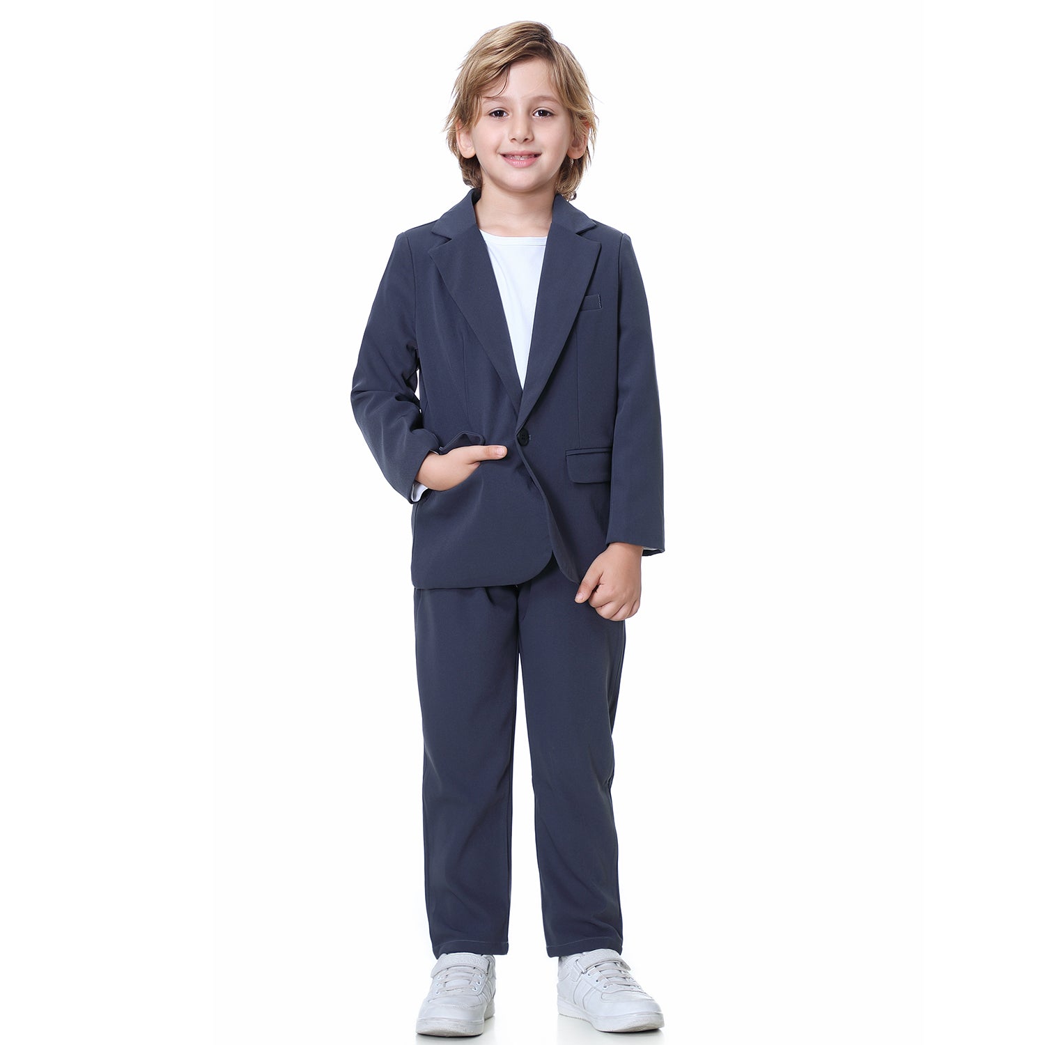 Boys Casual Suits Wedding Outfits 2 Piece Gentleman Blazer and Pants Set