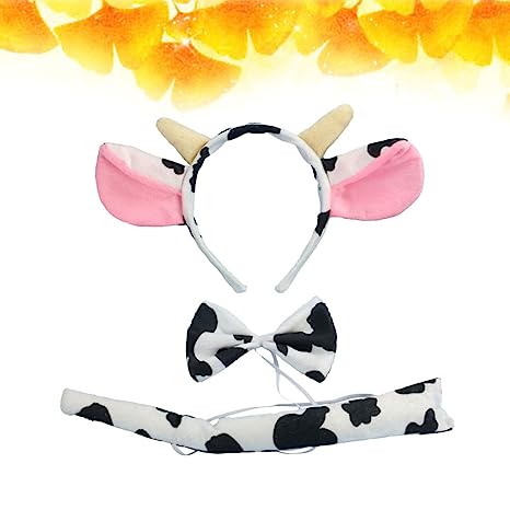 LOLANTA 3in1 Cow Horns Headbands Tails Bow Ties Cute Animals Head Hoops Hairbands