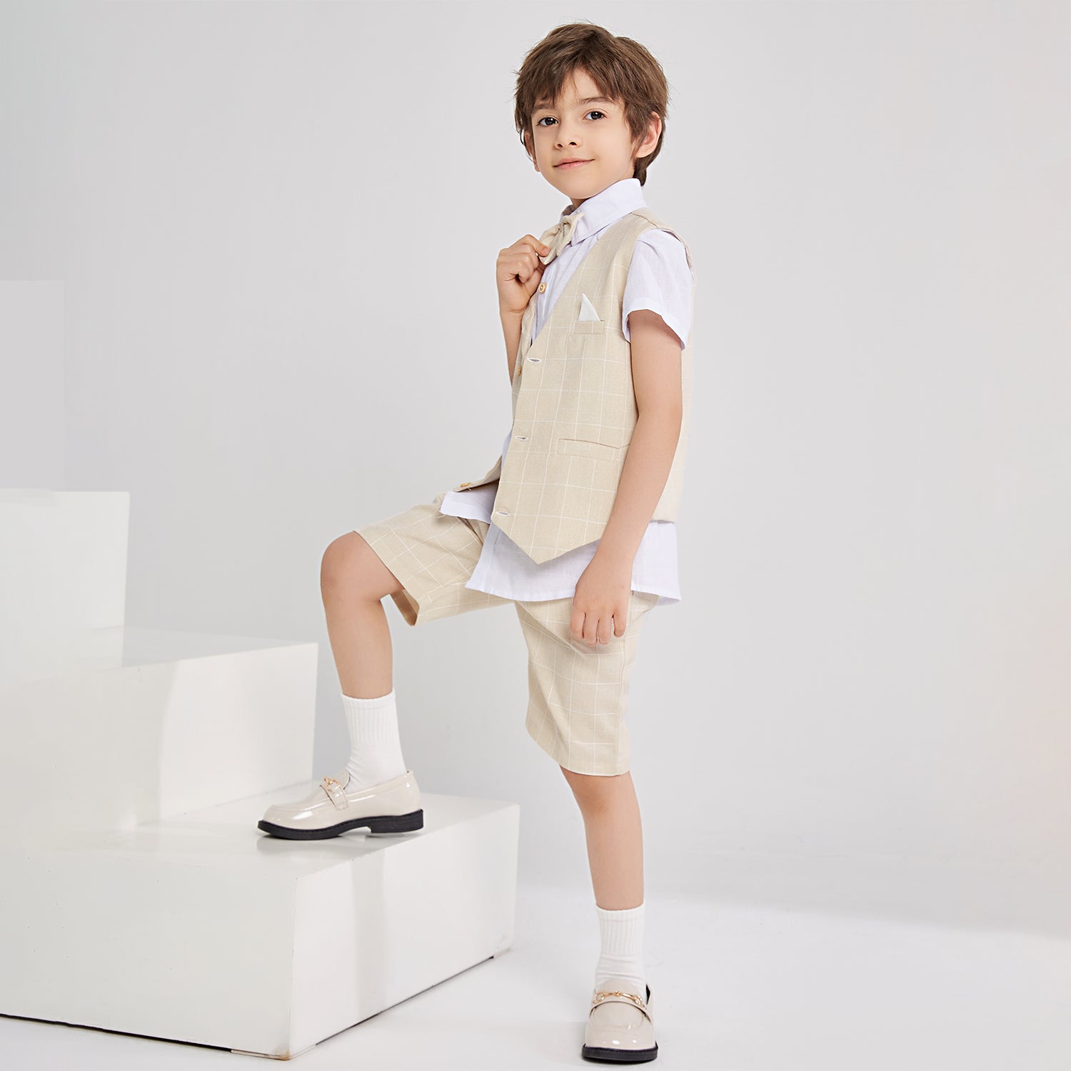 Boy Vest Short Sleeve Summer Formal Business Suit