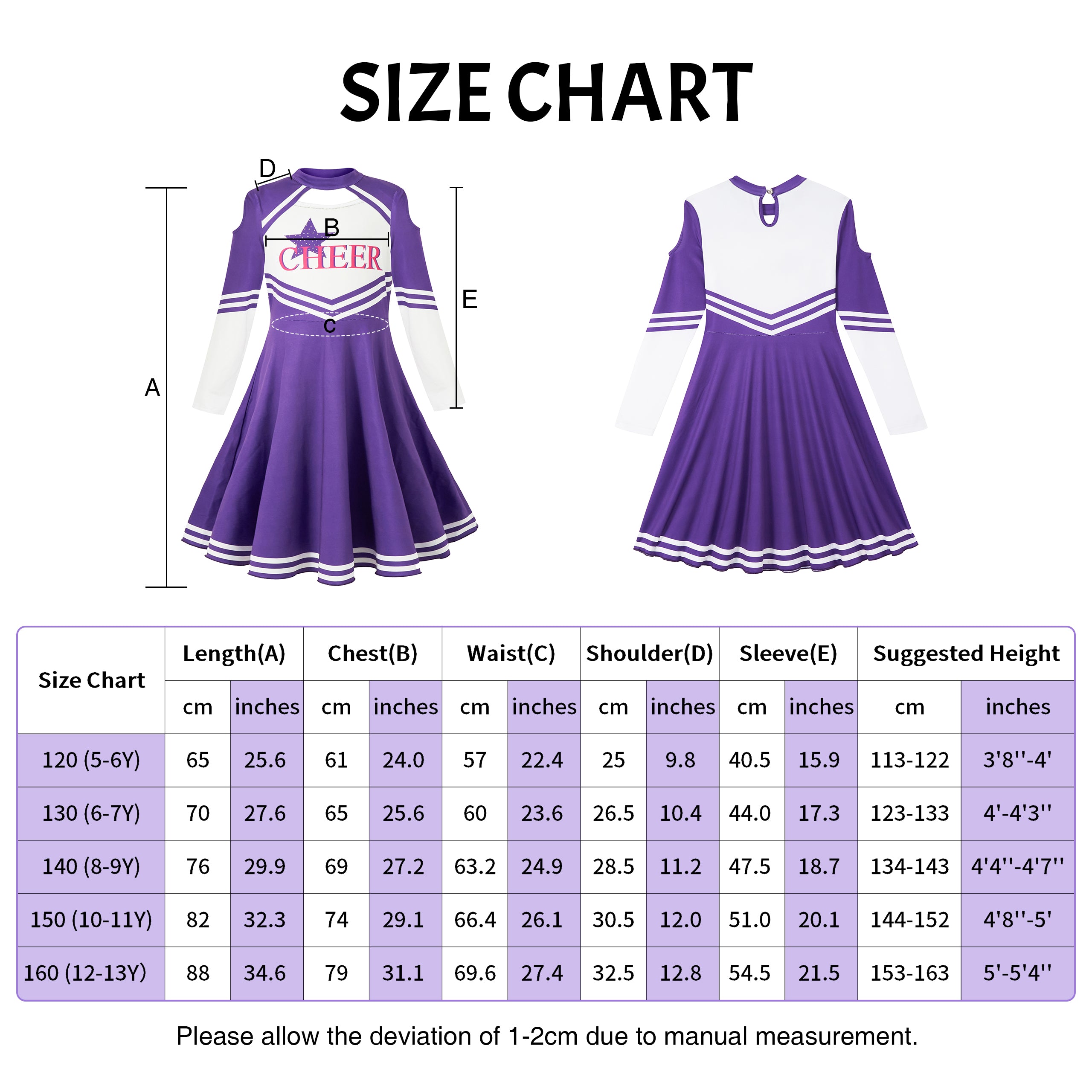 Girls Cheerleader Uniform, Long Sleeve Cheerleading Dress Kids Halloween Costumes