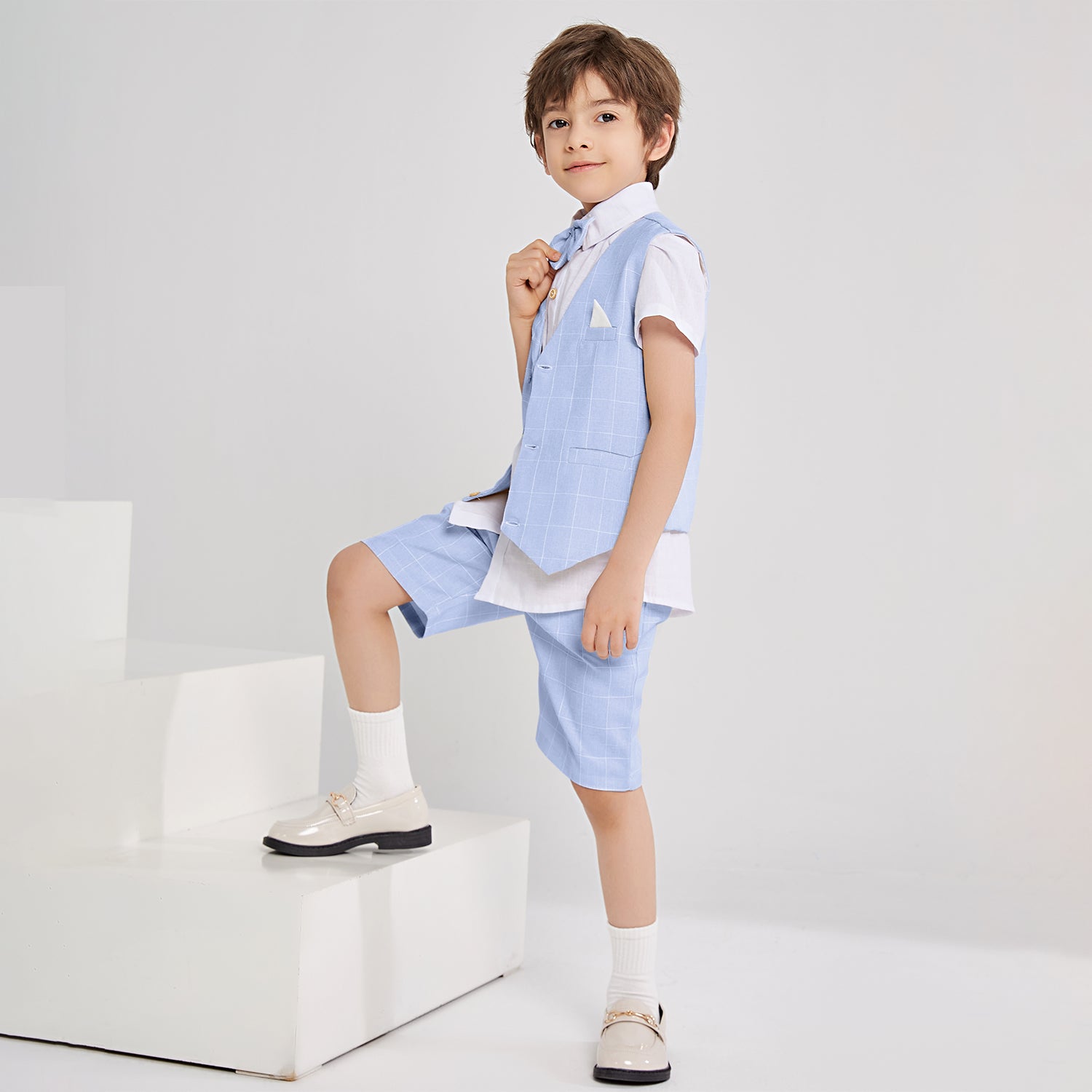 Boy Vest Short Sleeve Summer Formal Business Suit