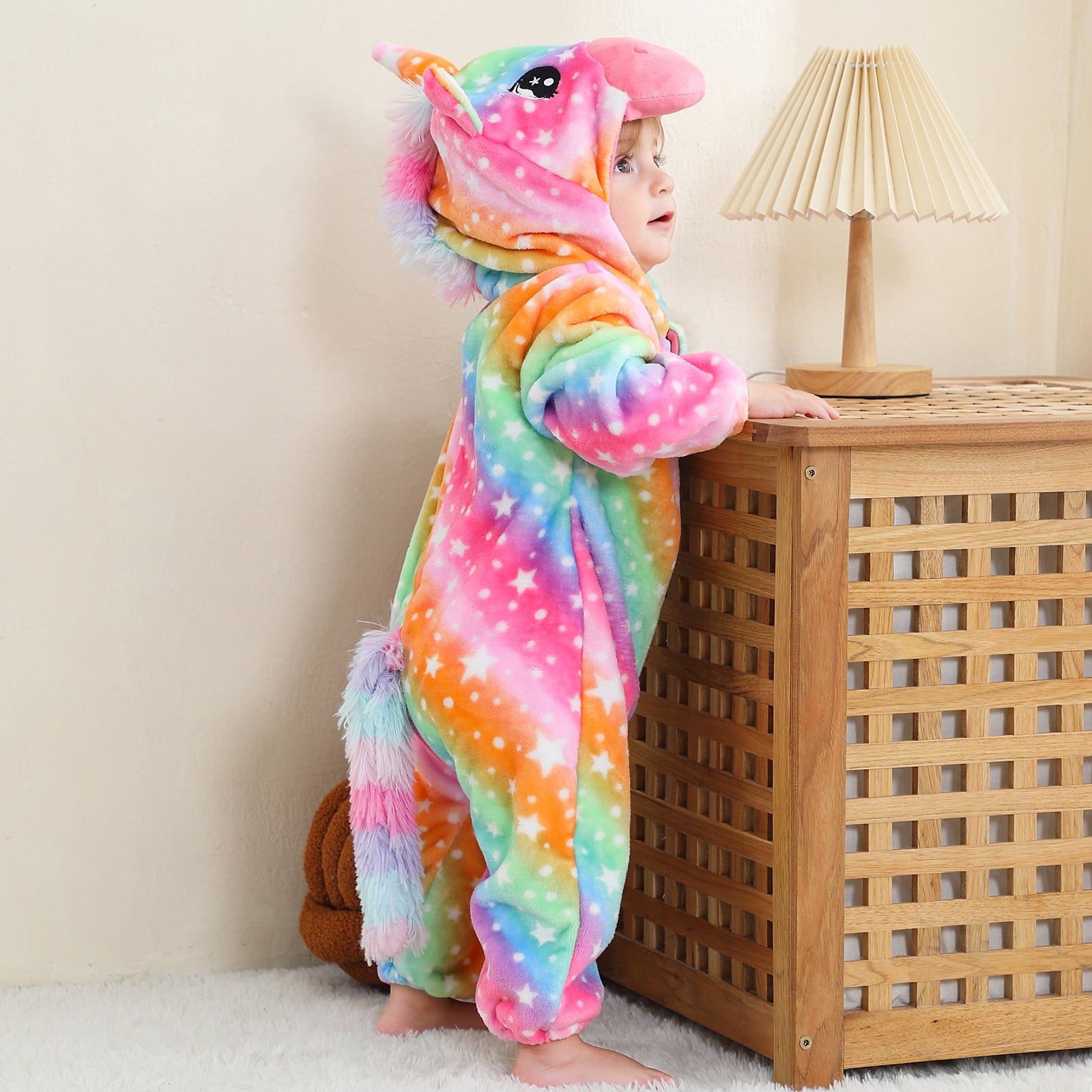 Lolanta Baby Toddler Girls Unicorn One-piece Fleece Hooded Rompers