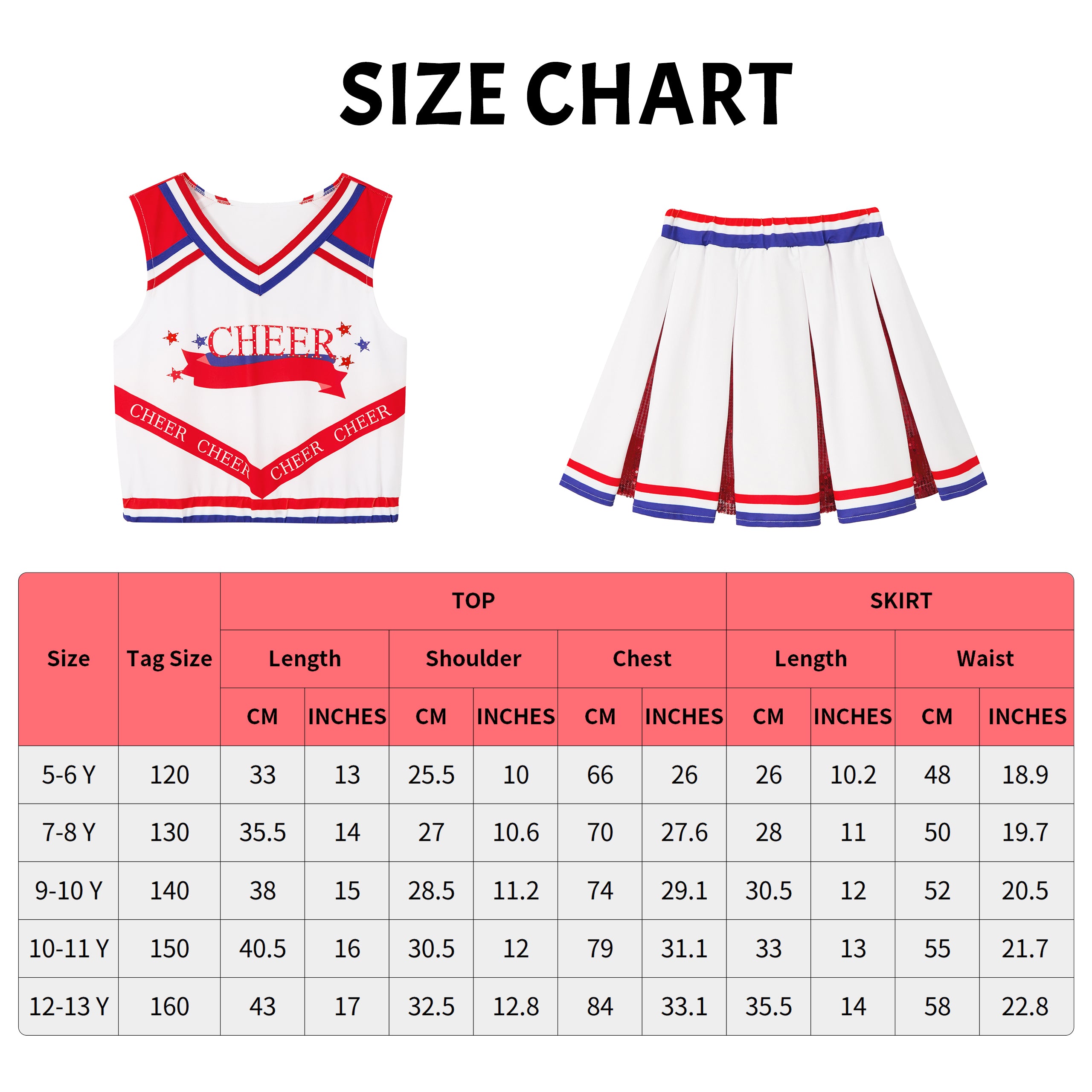 Girls Cheerleader Costumes Kids Halloween Costume Glitter Cheerleading Uniform