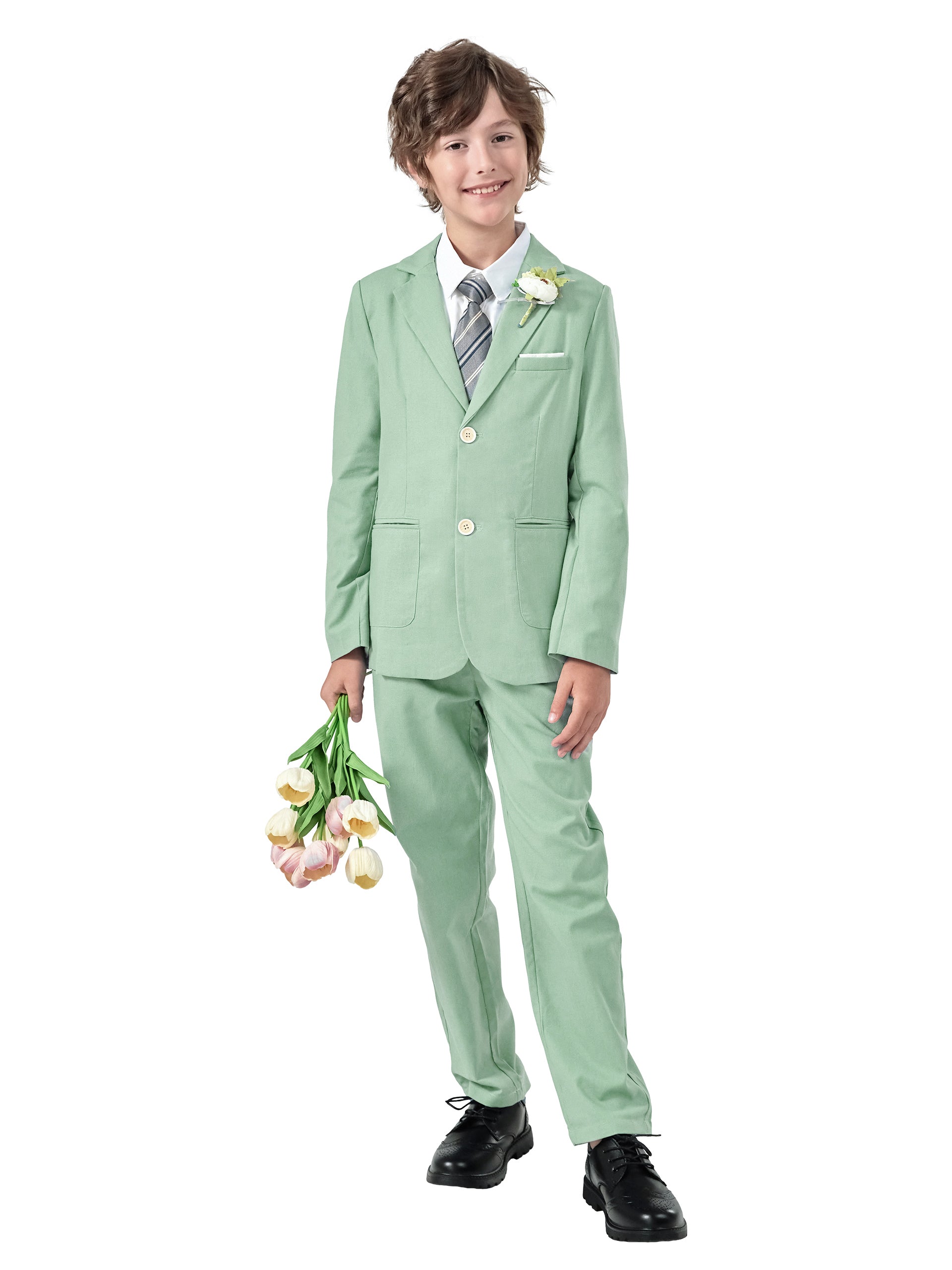 Boys Linen Suit Slim Fit Kids Lightweight Suit