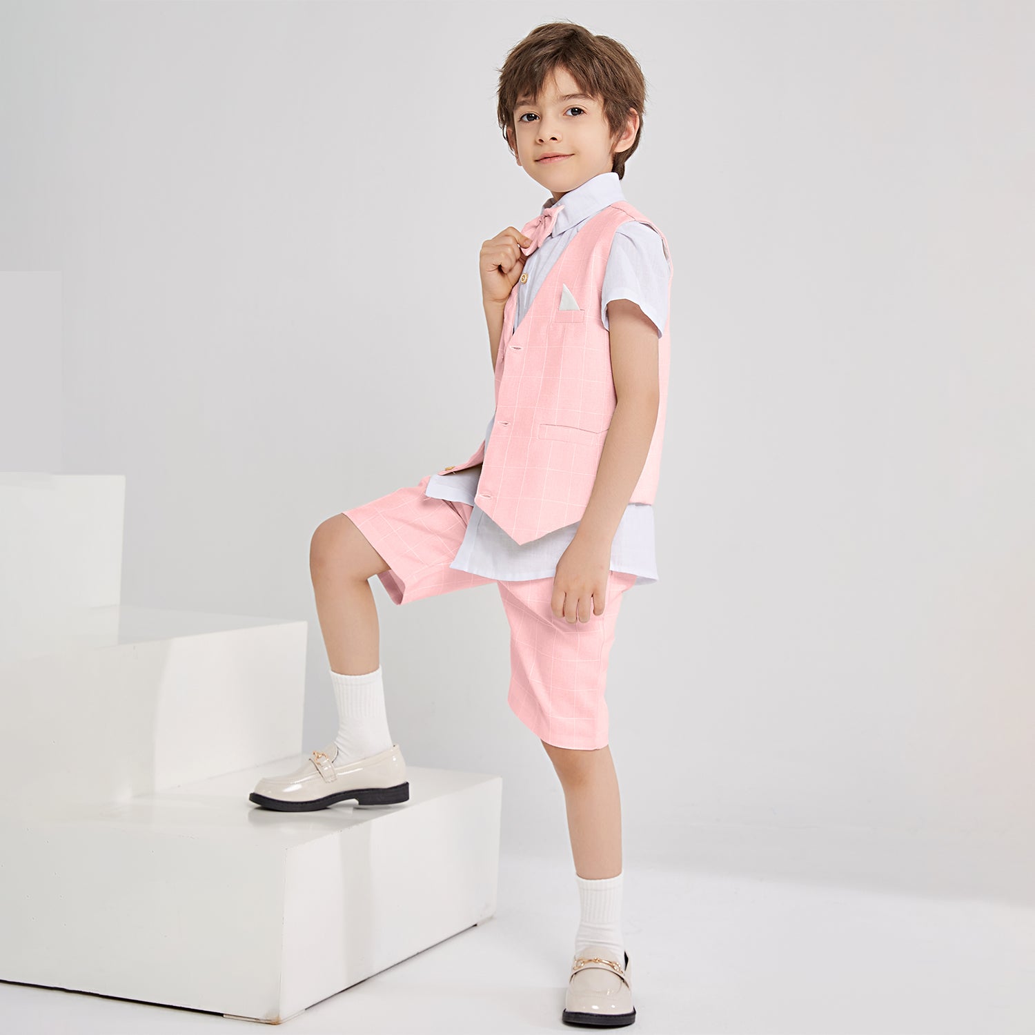 Boy Vest Short Sleeve Summer Formal Business Suit