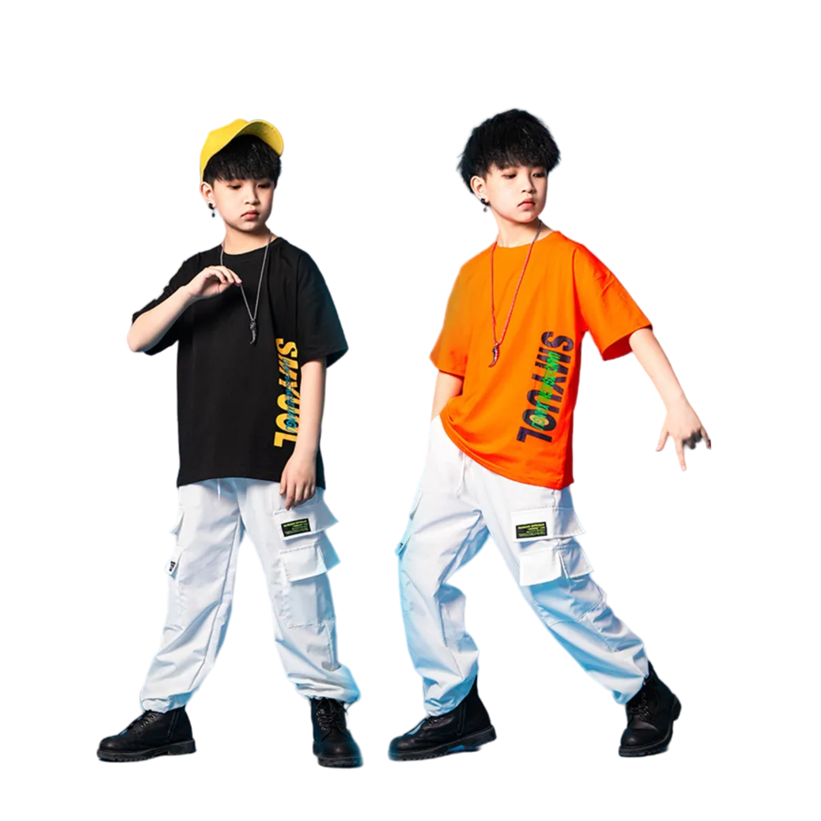 Boy's Short Sleeve T-Shirt Cargo Pants Summer Street Dance Outfits