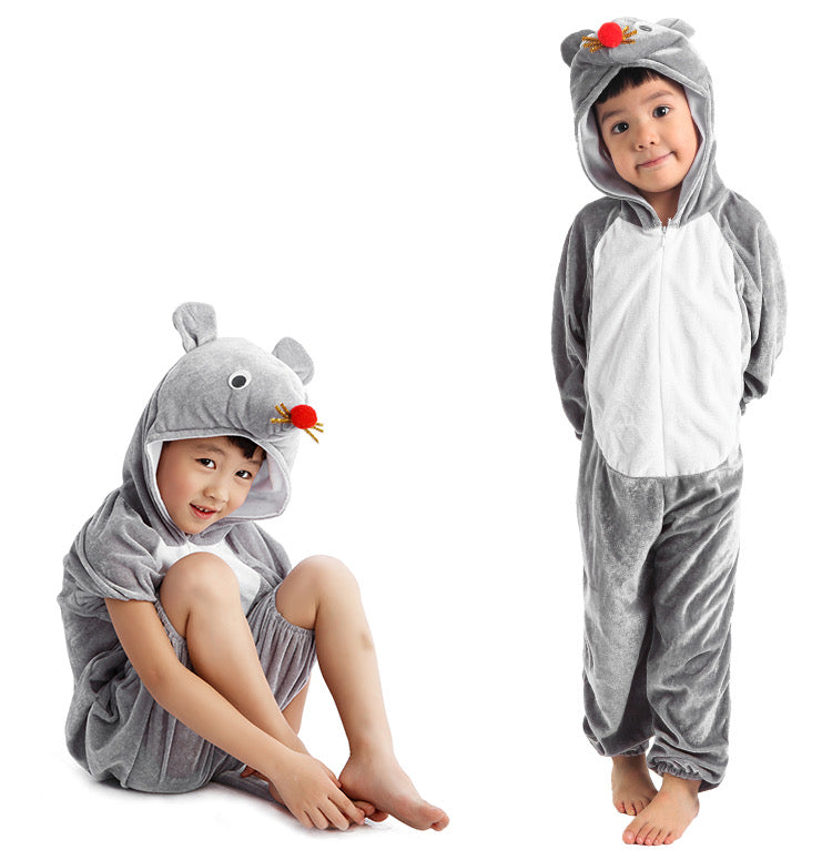 LOLANATA Kid's Gray Mouse Animal Cosplay Costume Long Sleeve Fleece Romper