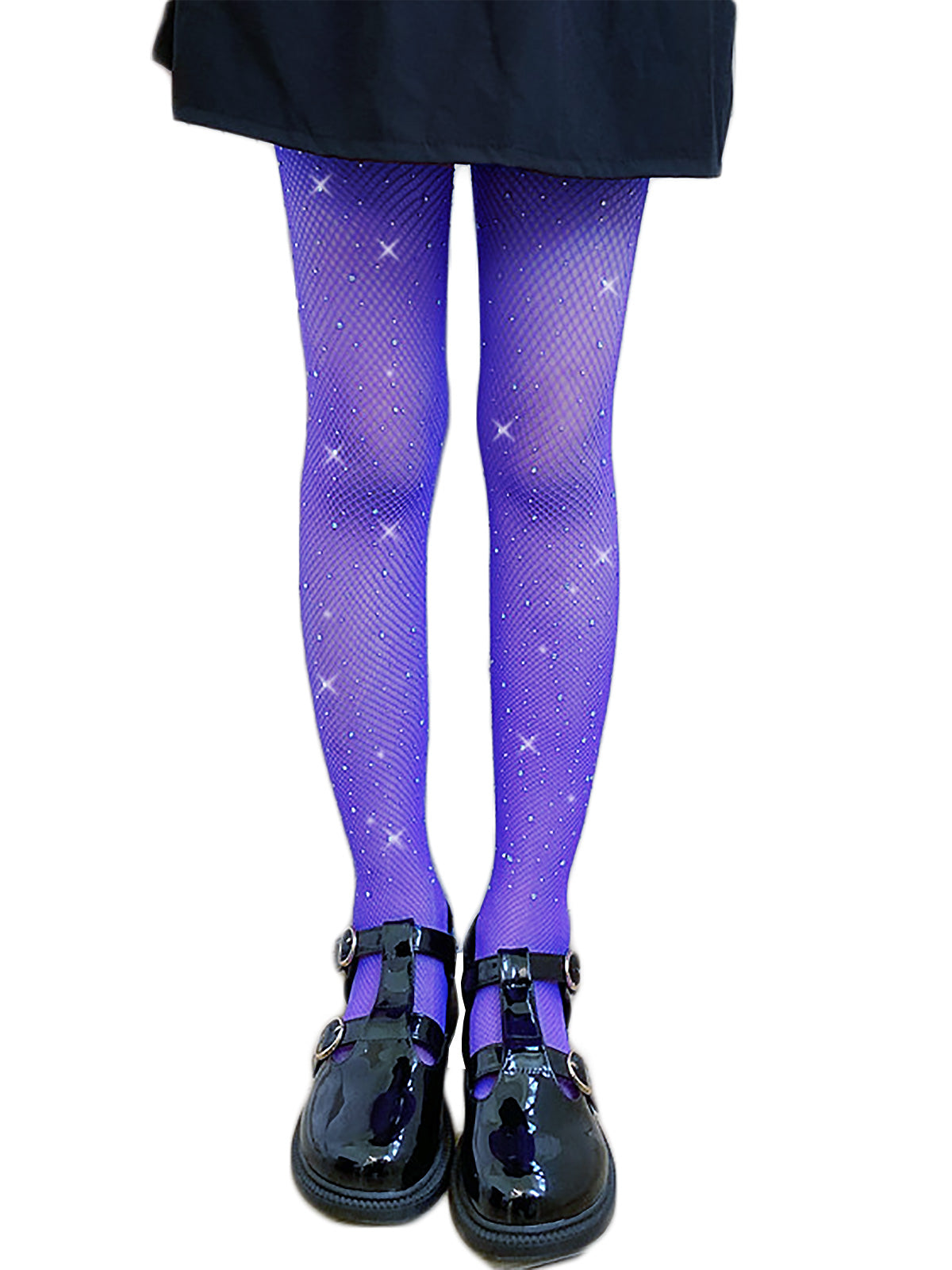 Girls Sparkle Tights 2 Pack Fishnet Rhinestone Stockings for Kids