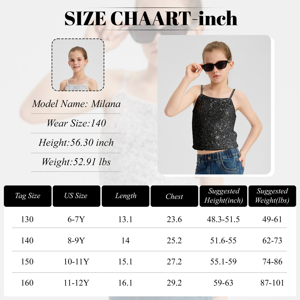 Girls Sequin Tank Tops Sparkly Camisole Stretchy Dance Shirt