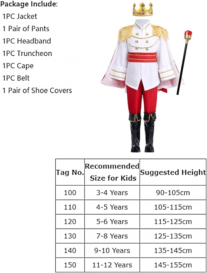 Boy's Prince Charming Costume Halloween Cosplay Fancy Outfit